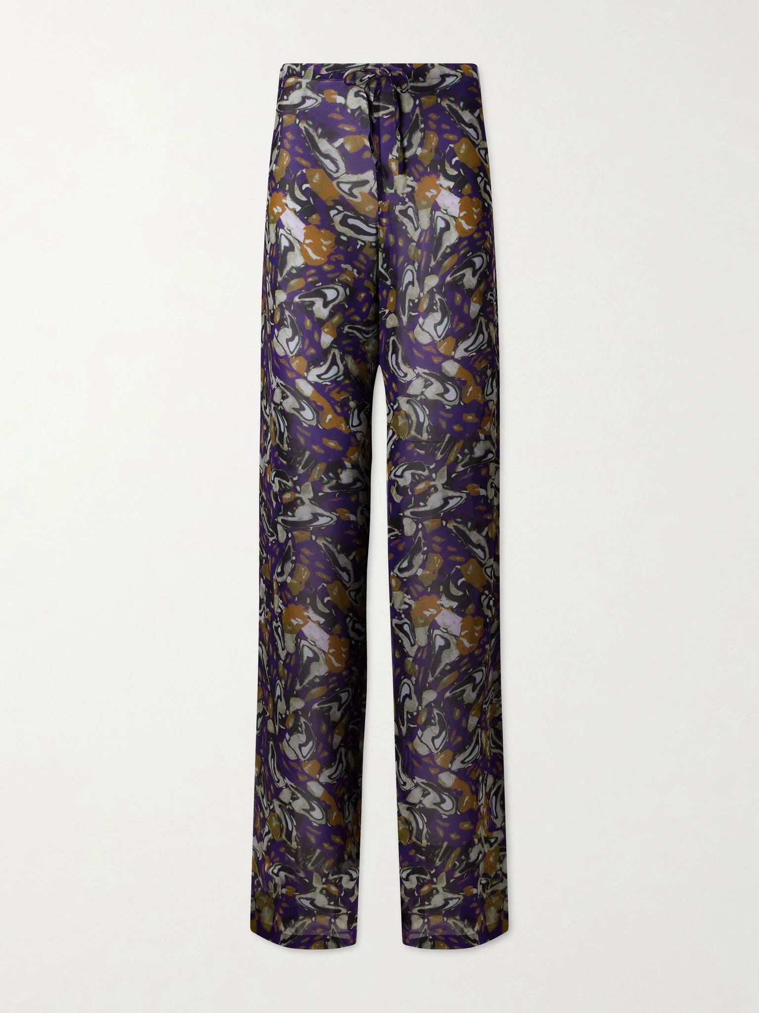 Printed georgette straight-leg pants Purple - 1