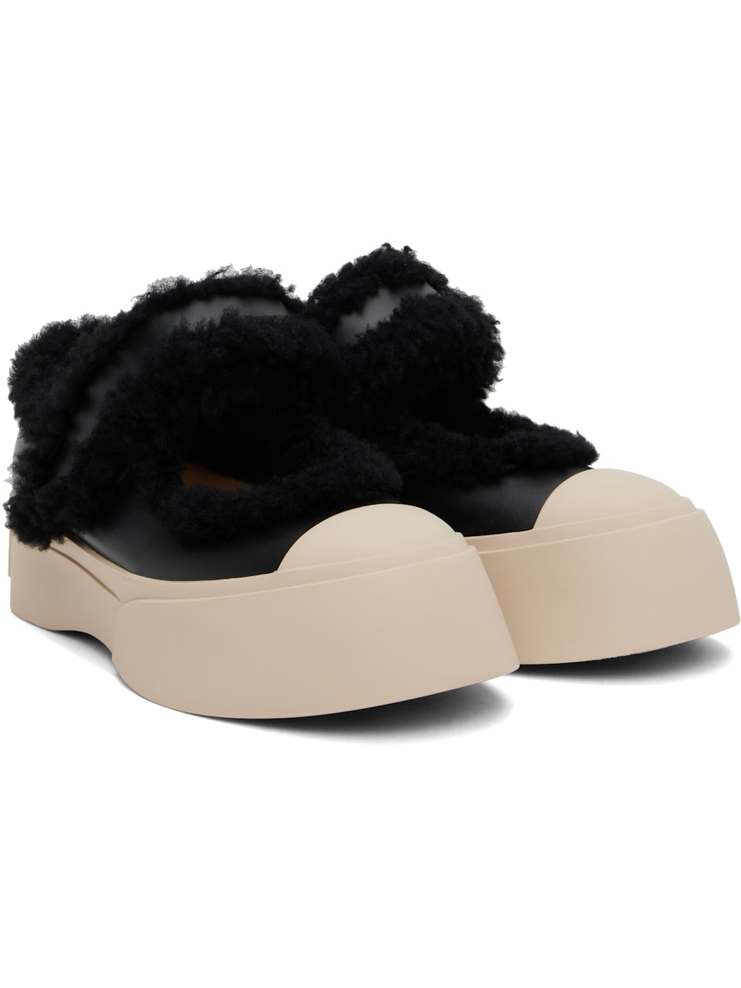 Black Mary Jane Pablo Shearling Ballerina Flats - 4