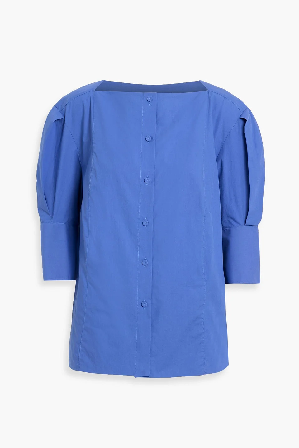 Oversized pleated cotton-poplin top - 1