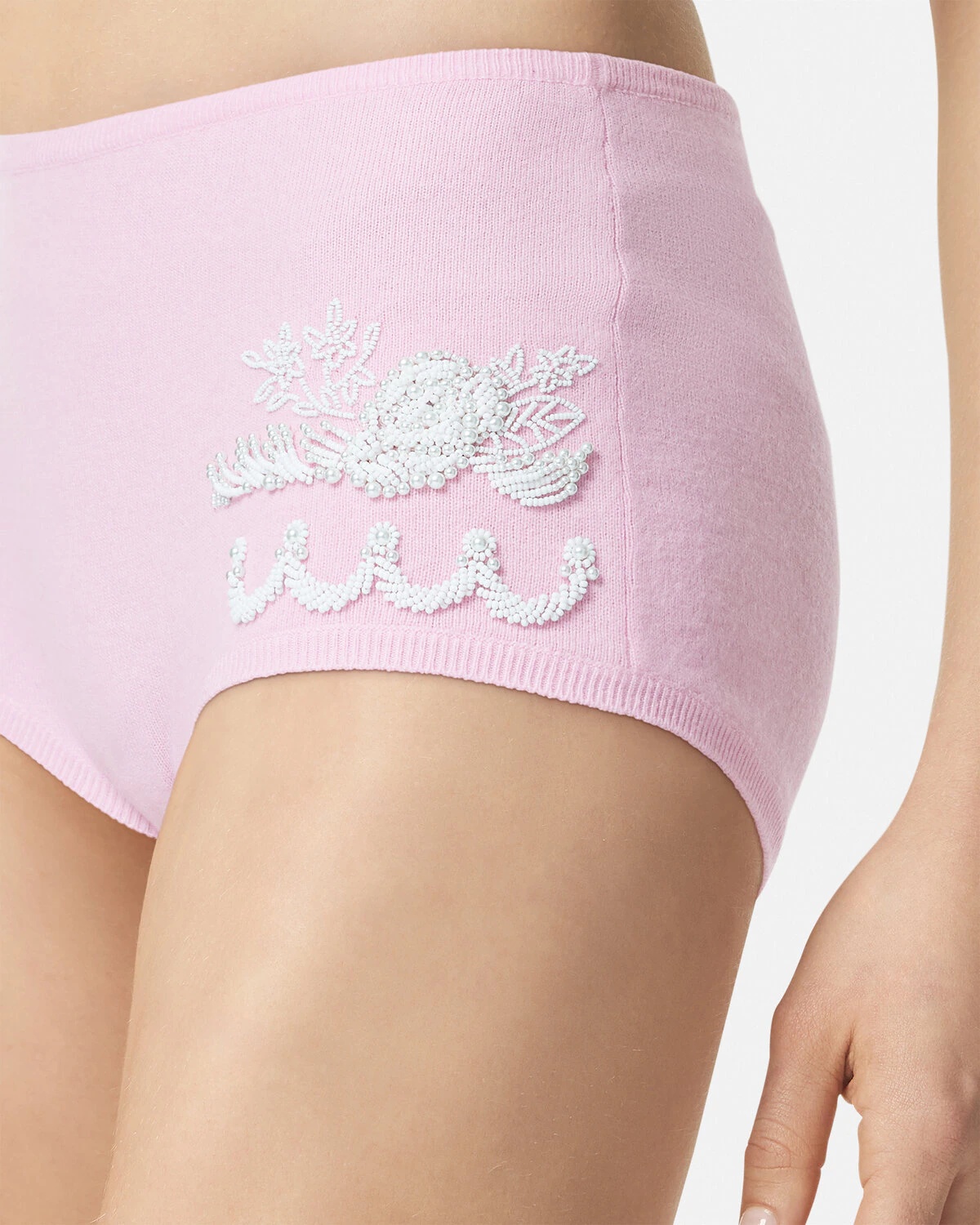 Embroidered Cashmere Knit Shorts - 3