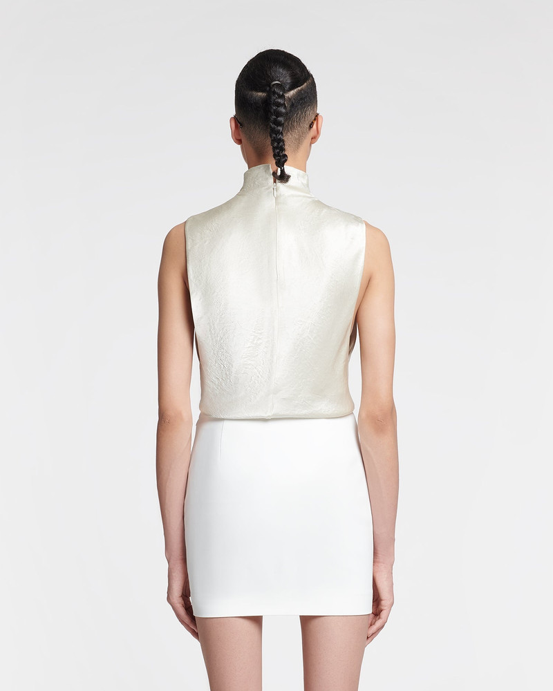 Crinkled-Satin Turtleneck Top 3