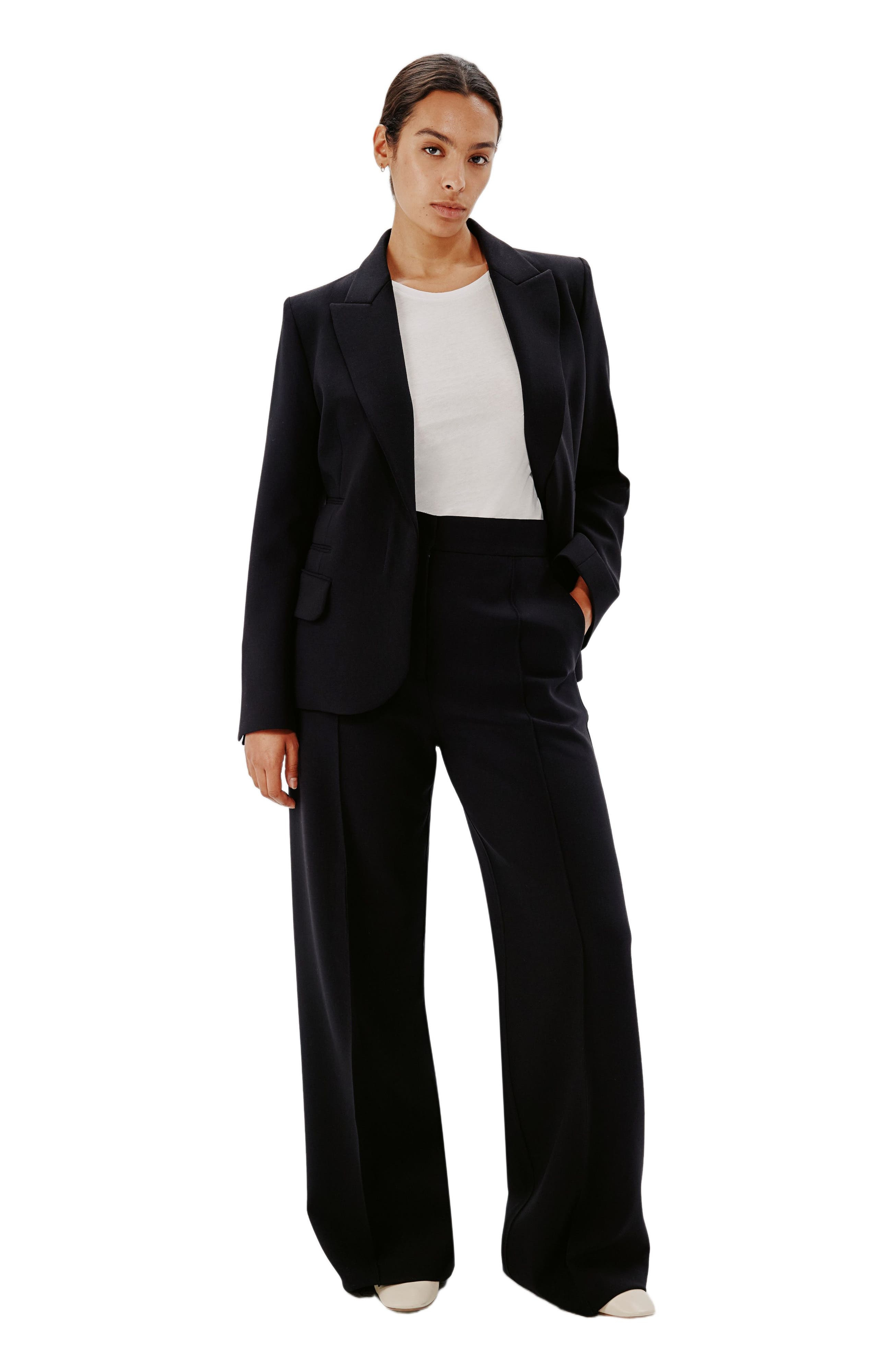 Another Tomorrow DOPPIO WIDE LEG PANT in Black at Nordstrom - 6