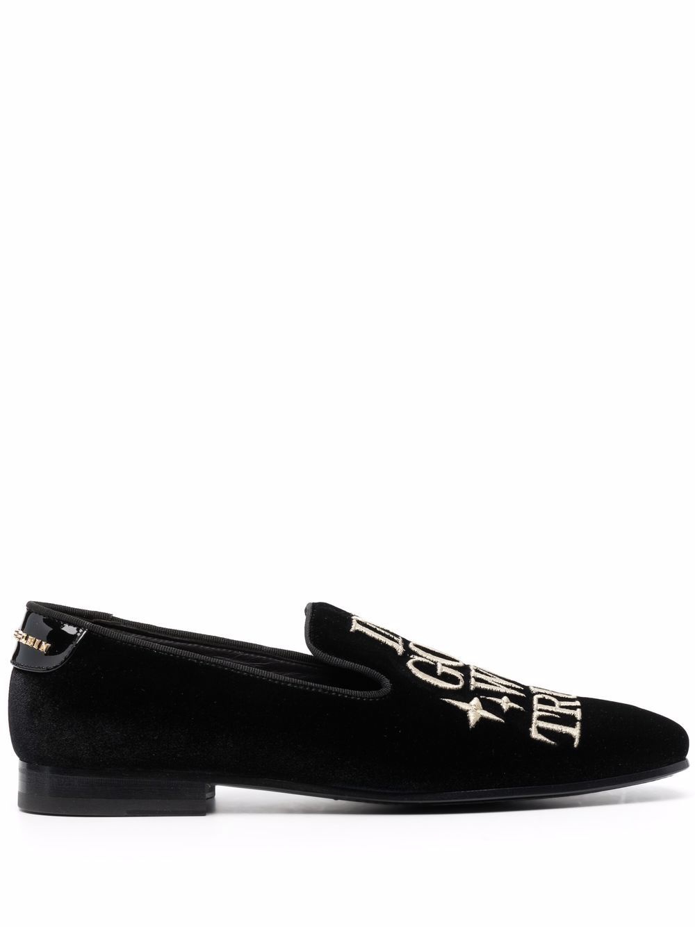 Money-embroidered velvet loafers - 1