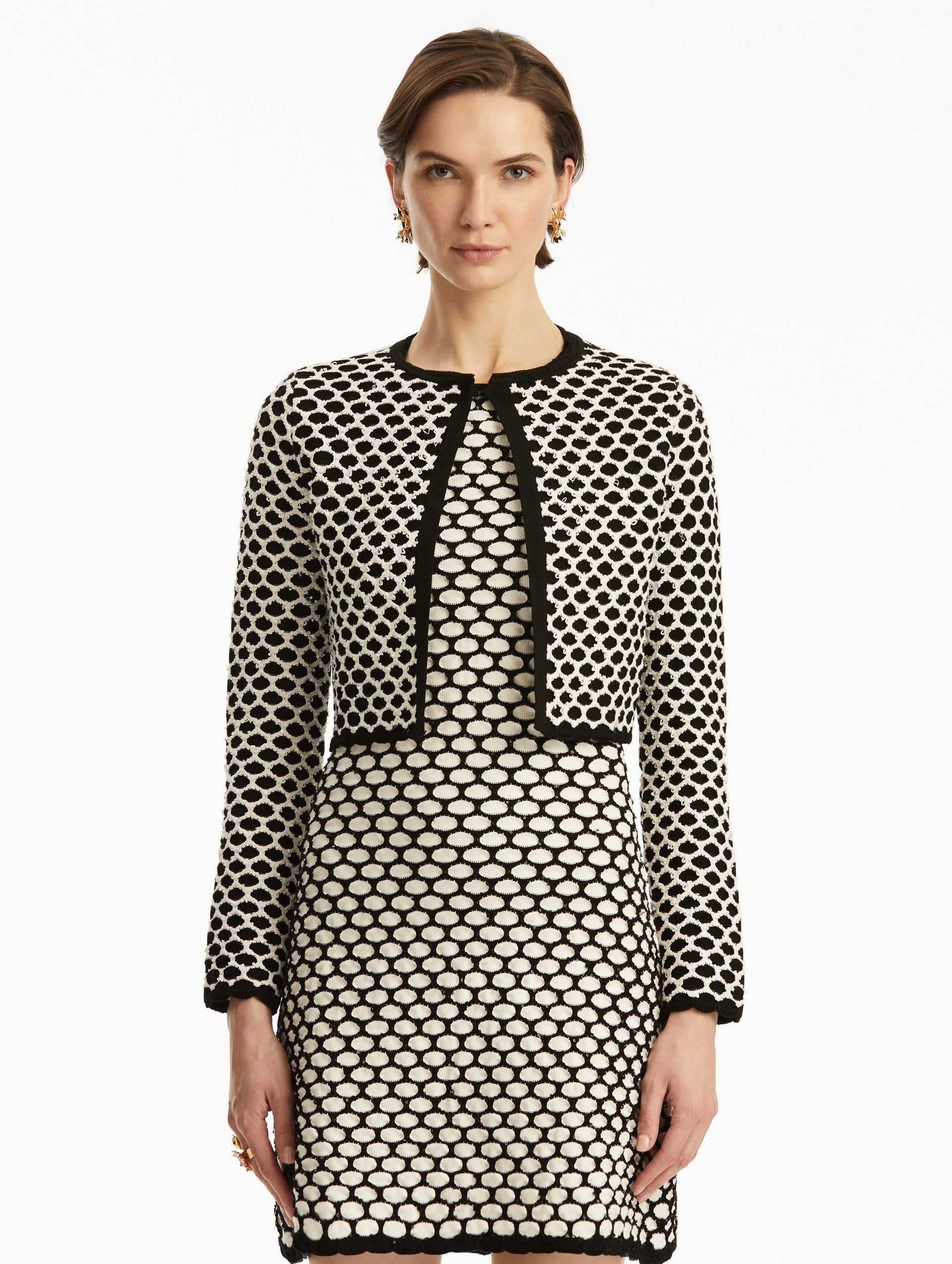 HONEYCOMB SEQUIN KNIT JACKET - 2