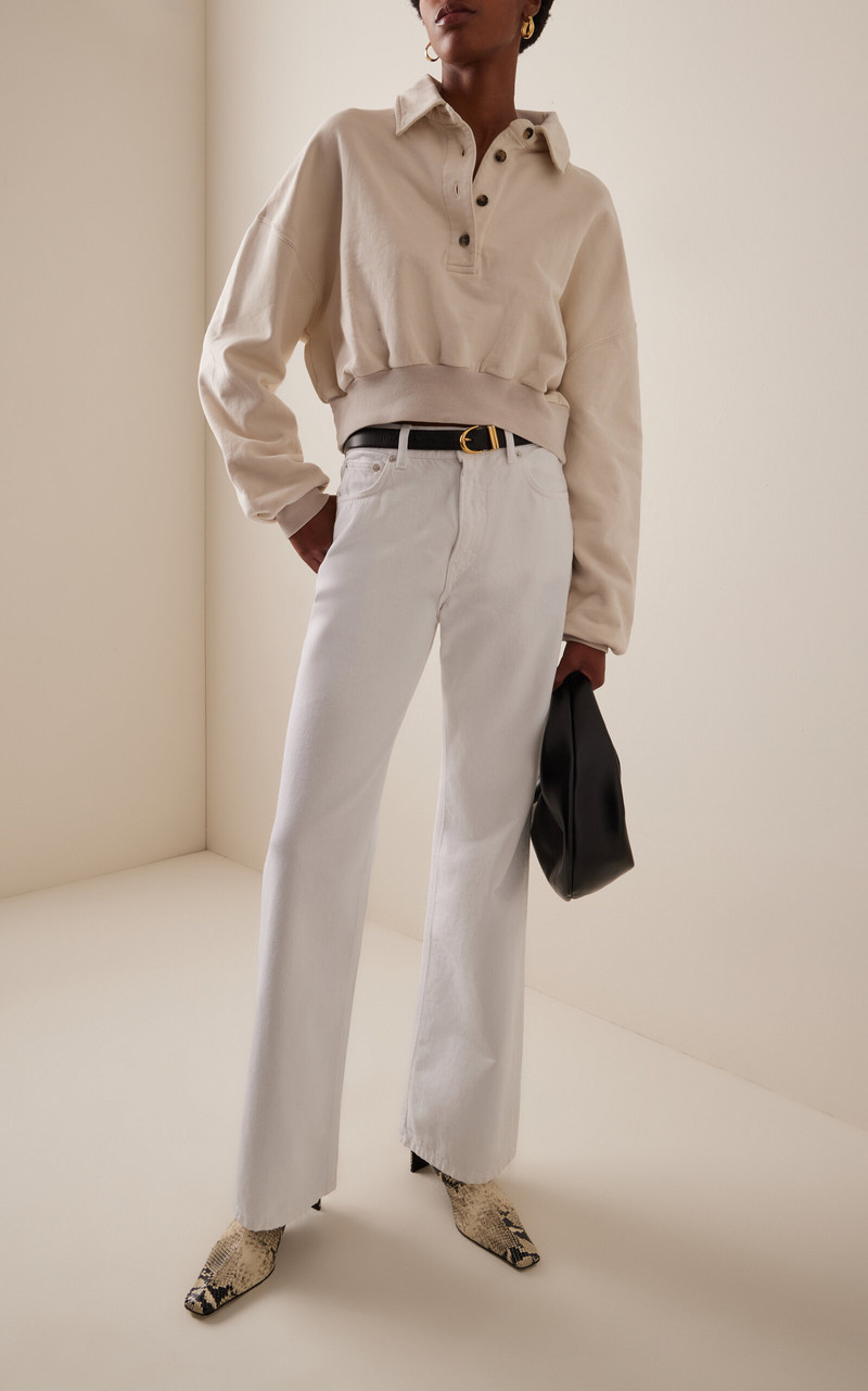 HAIKURE Korea Rigid Mid-Rise Flared-Leg Jeans white outlook