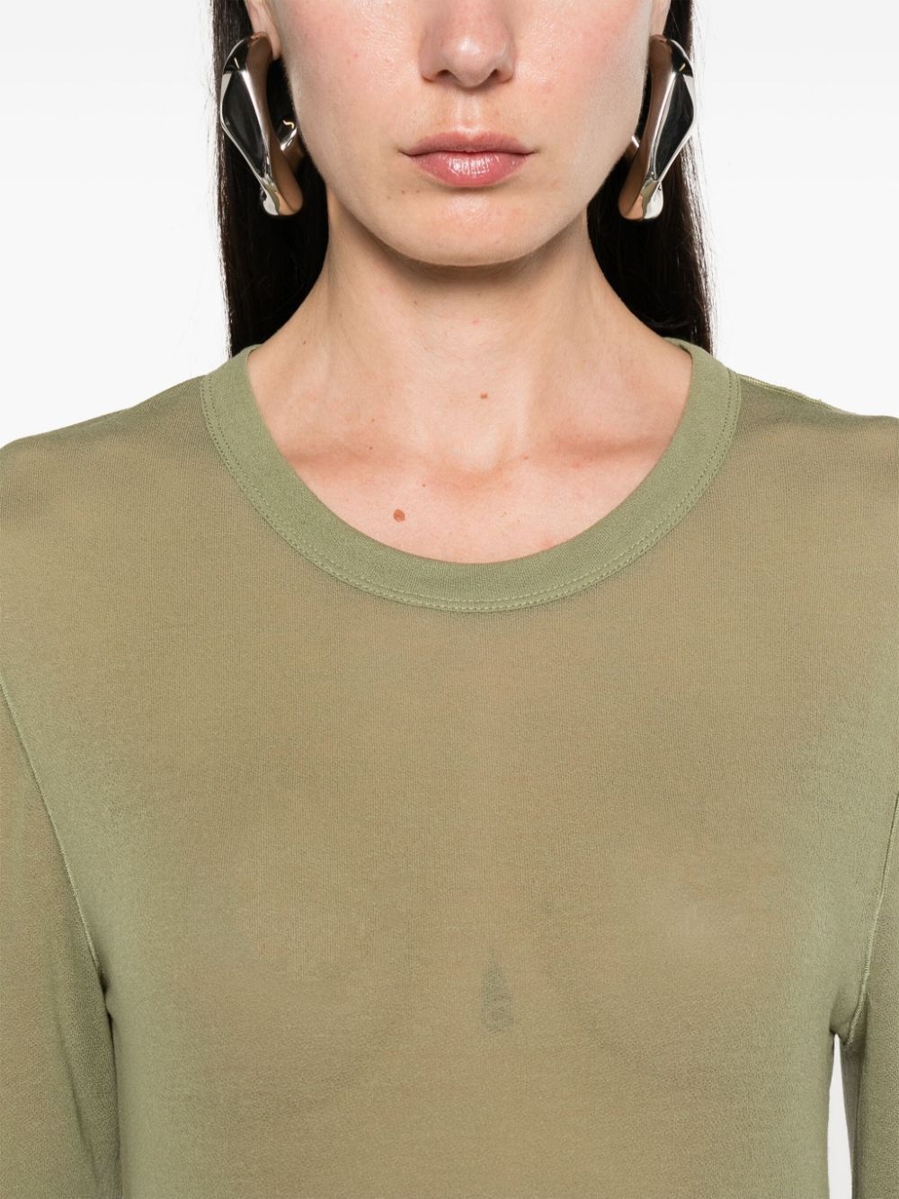 sheer lyocell T-shirt - 5