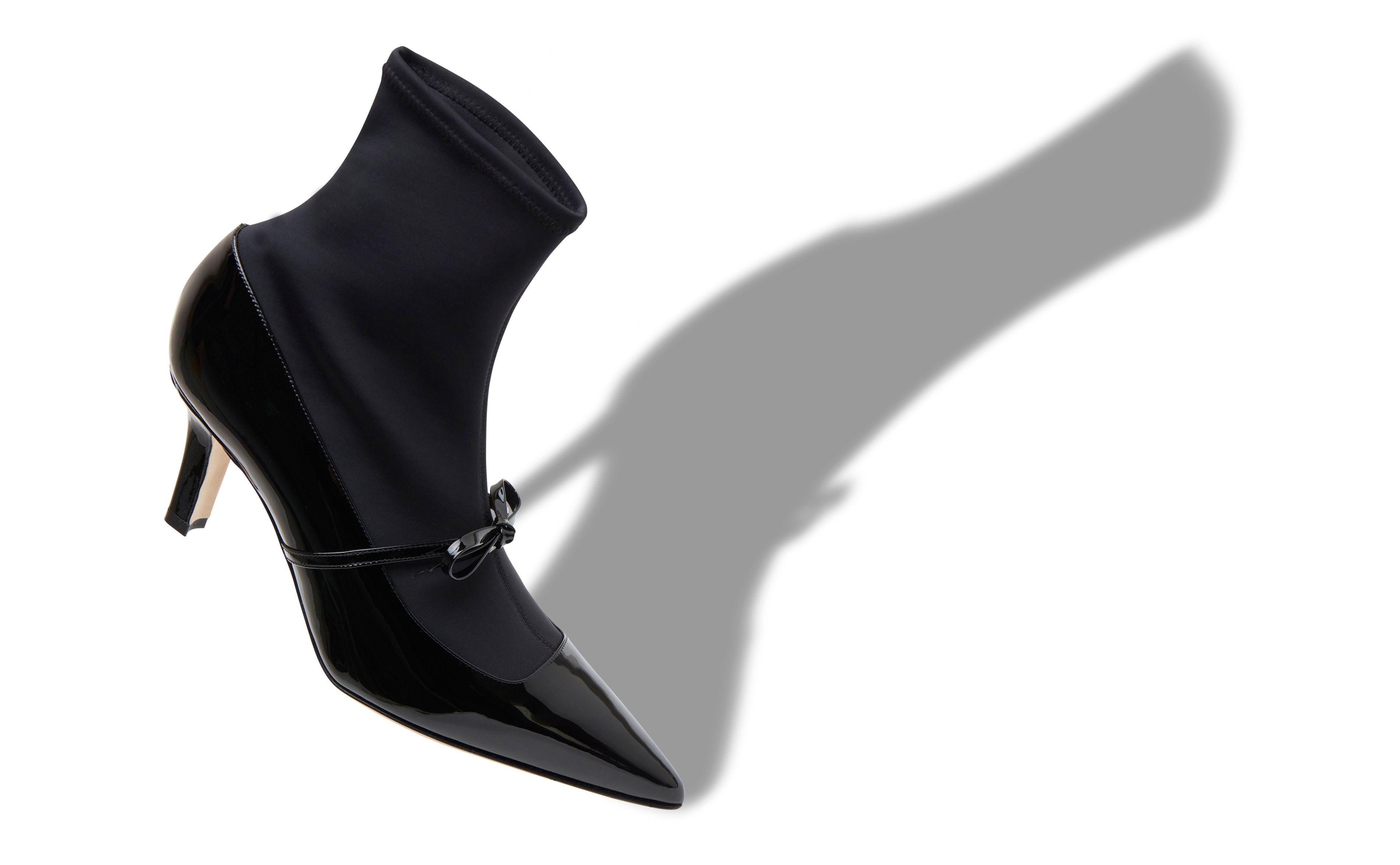Black Patent Leather Ankle Shoe Boots - 2