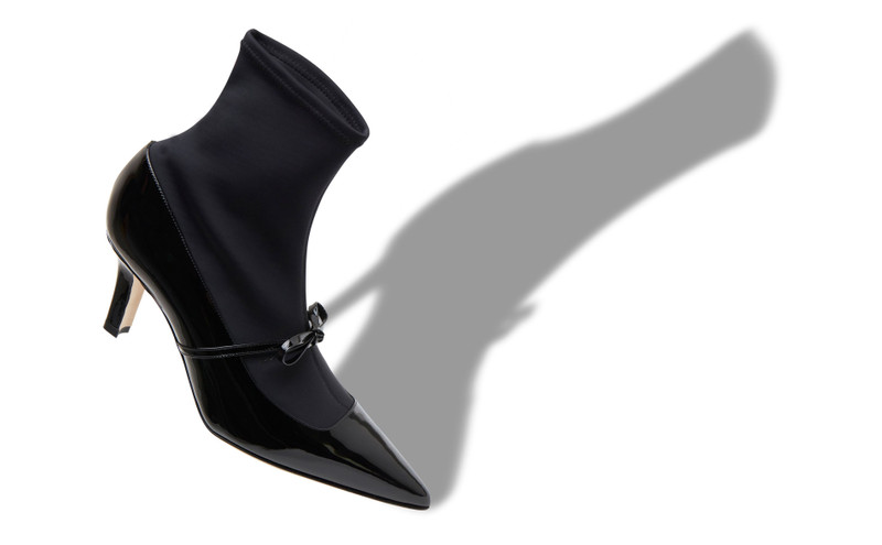 Manolo Blahnik Black Patent Leather Ankle Shoe Boots outlook