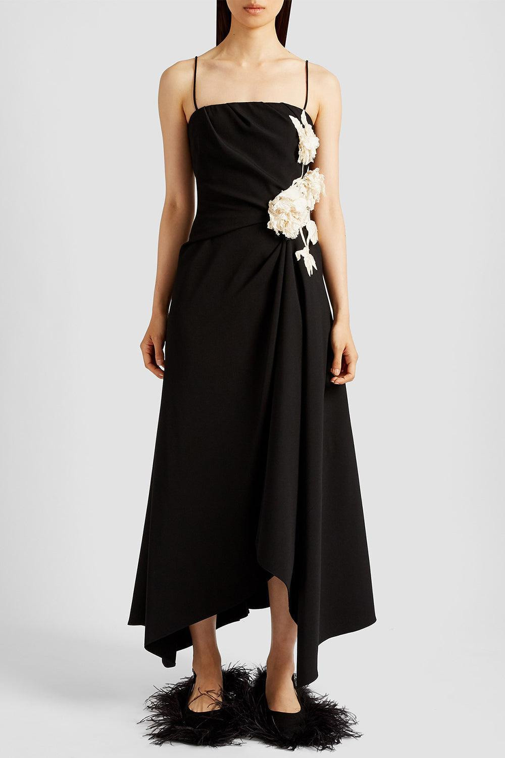 Asymmetric Draped Midi Dress - 4