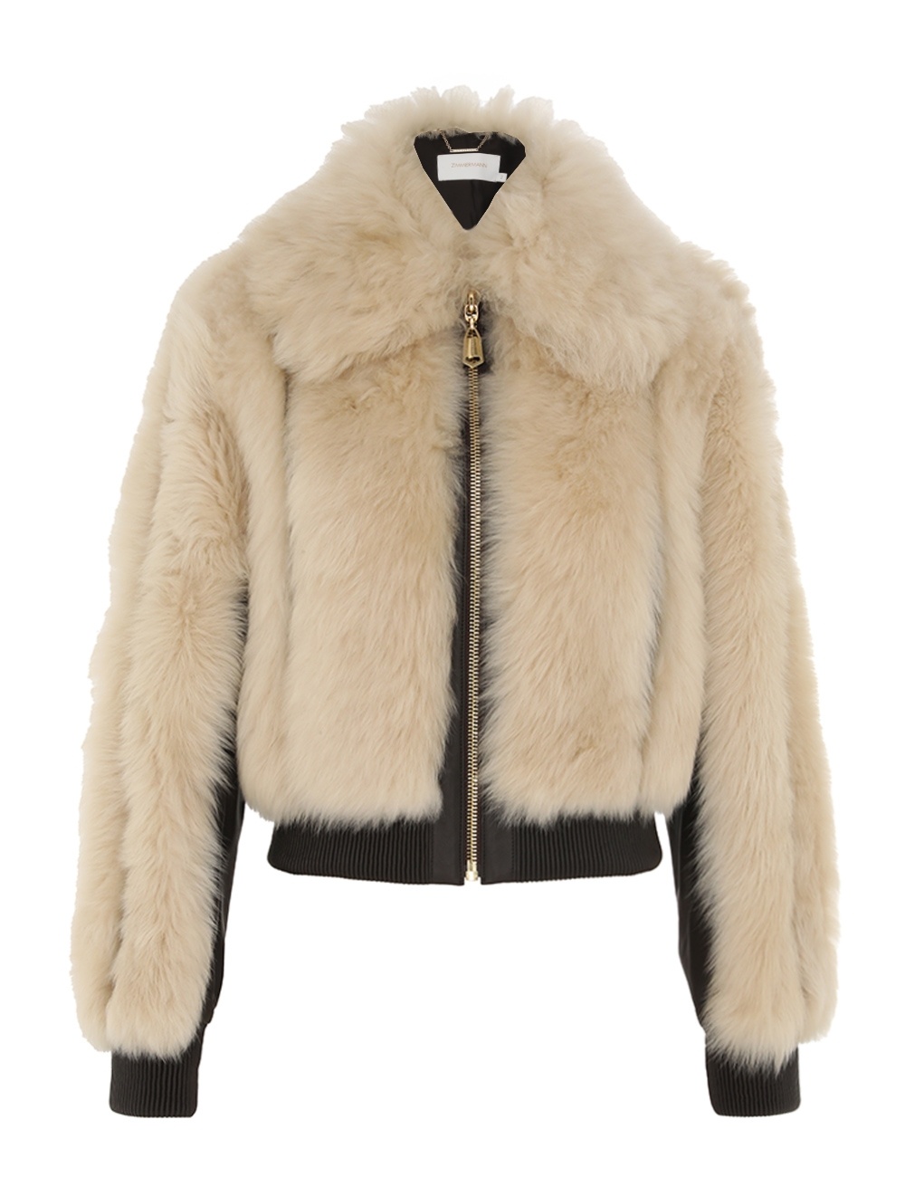 【Zimmermann】ILLUSTRATION SHEARLING JACKET ファージャケット Zimmermann Illustration Shearling Jacket in Cream | FWRD