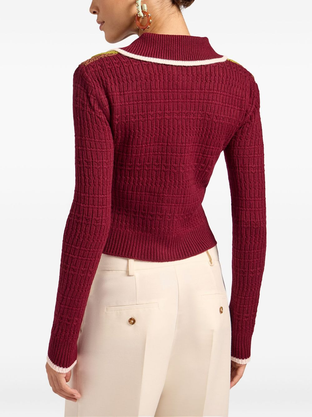 crochet-panel button-fastening cardigan - 3