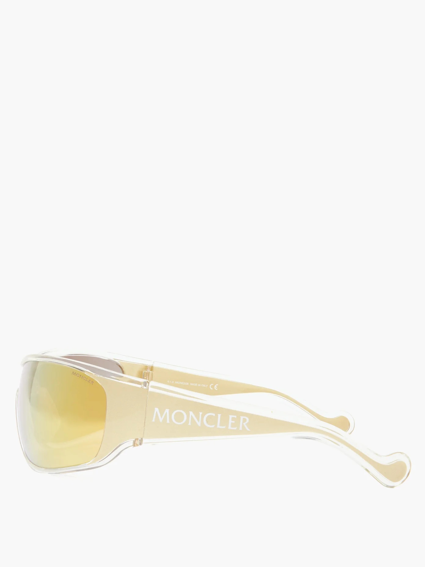 Mirrored-lens logo-stripe acetate cycle sunglasses - 4