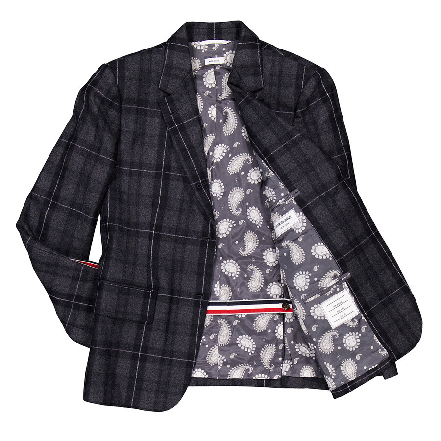 Thom Browne Ladies Charcoal Checked Single-Breasted Blazer - 2