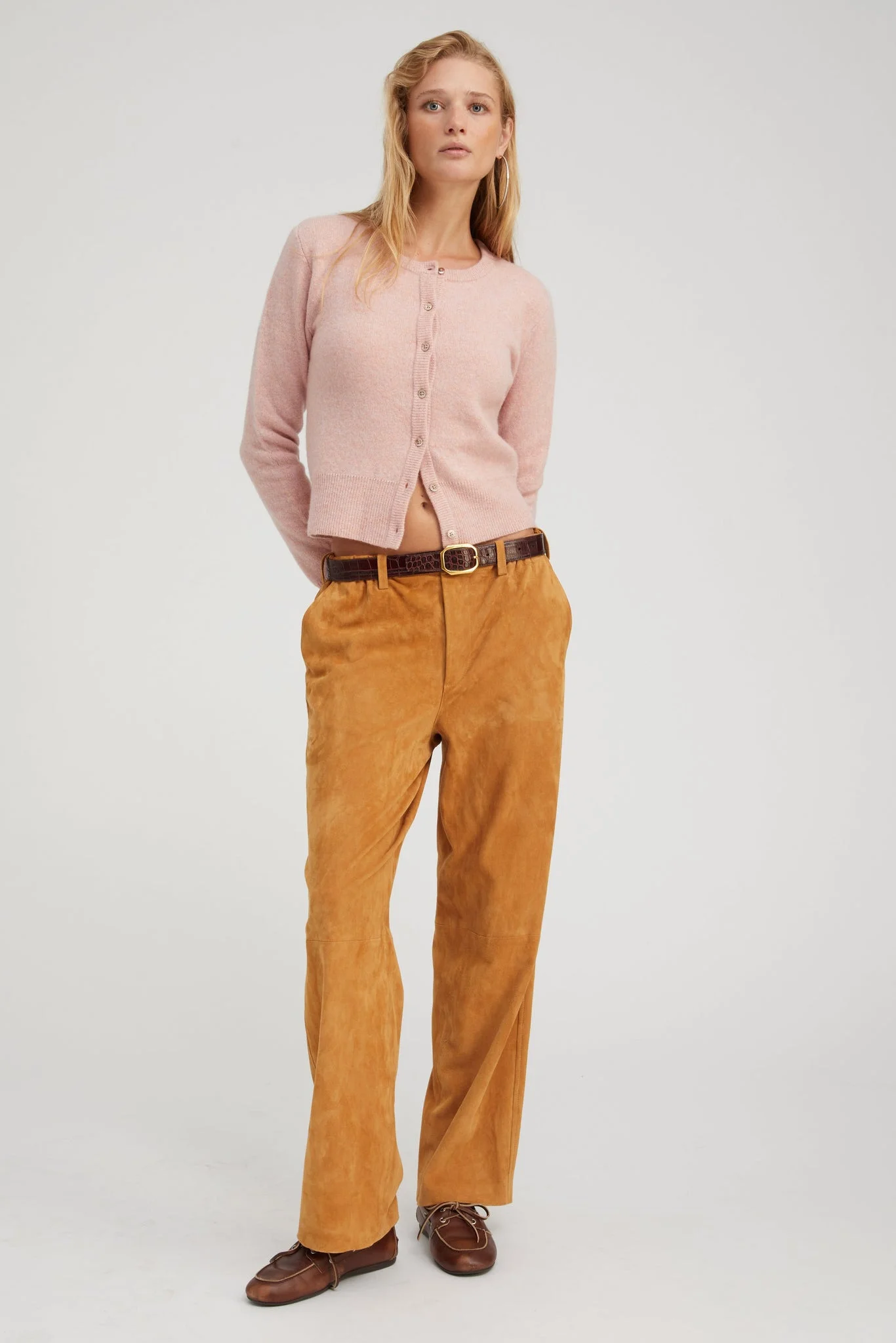 NUTMEG SUEDE RELAXED TROUSERS - 1