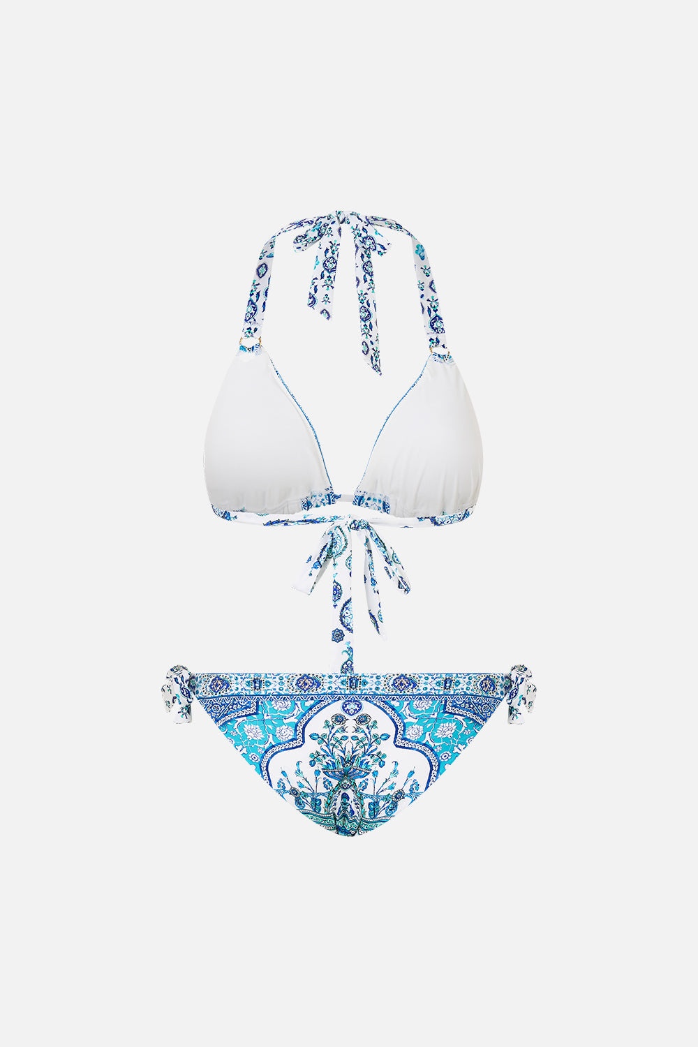 TRIANGLE BIKINI SET WITH TIE SIDES AND RING TRIMS - 8