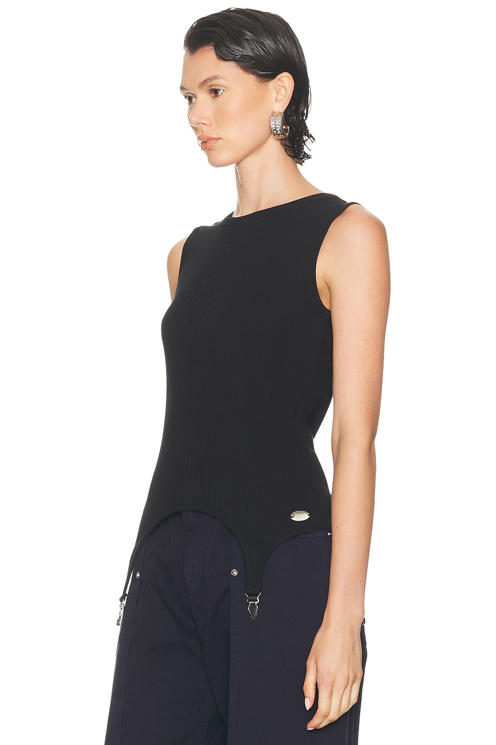 Lingerie Garter Ribbed Tank Top - 2