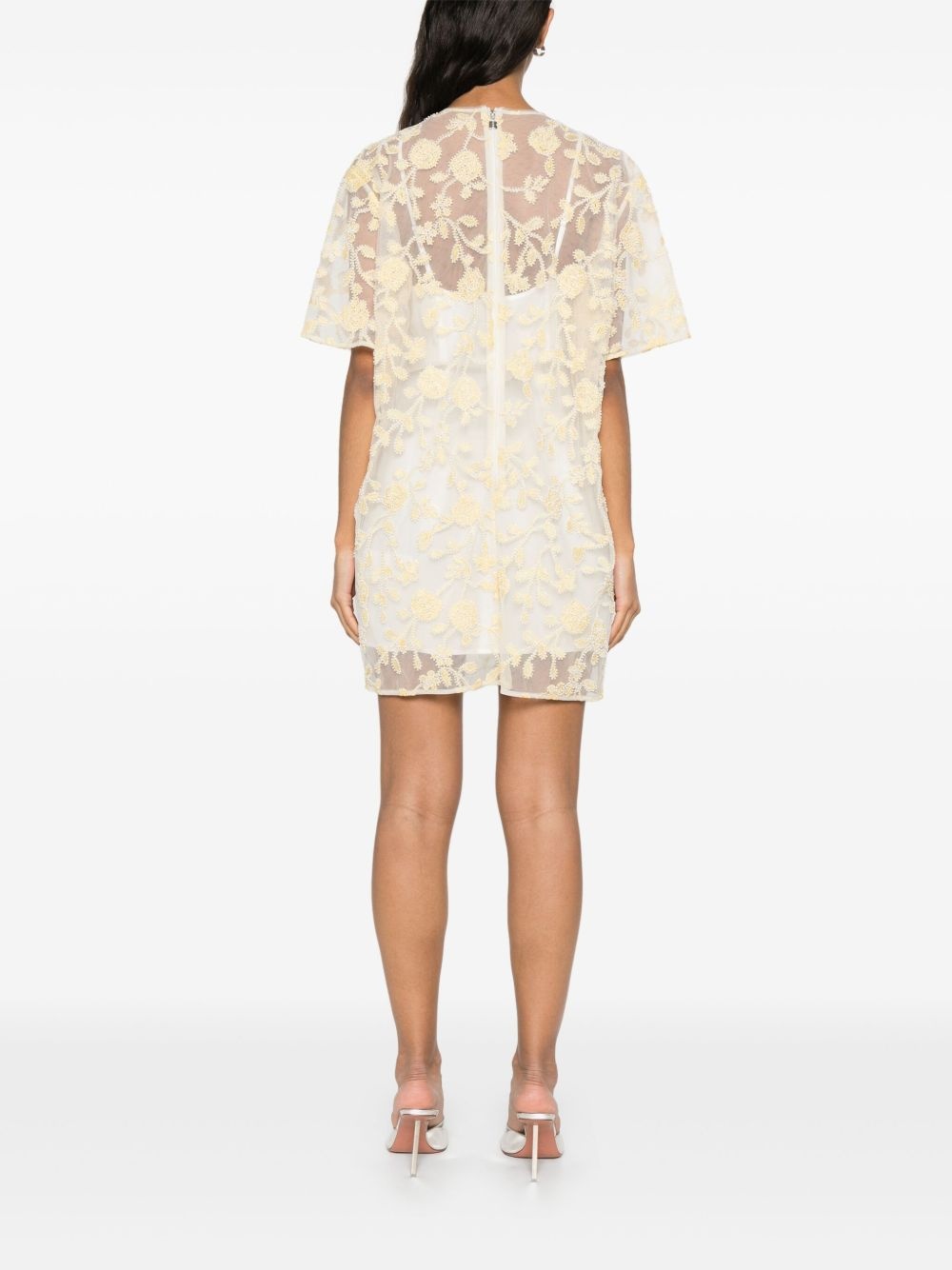 floral-embroidered beaded mini dress - 4