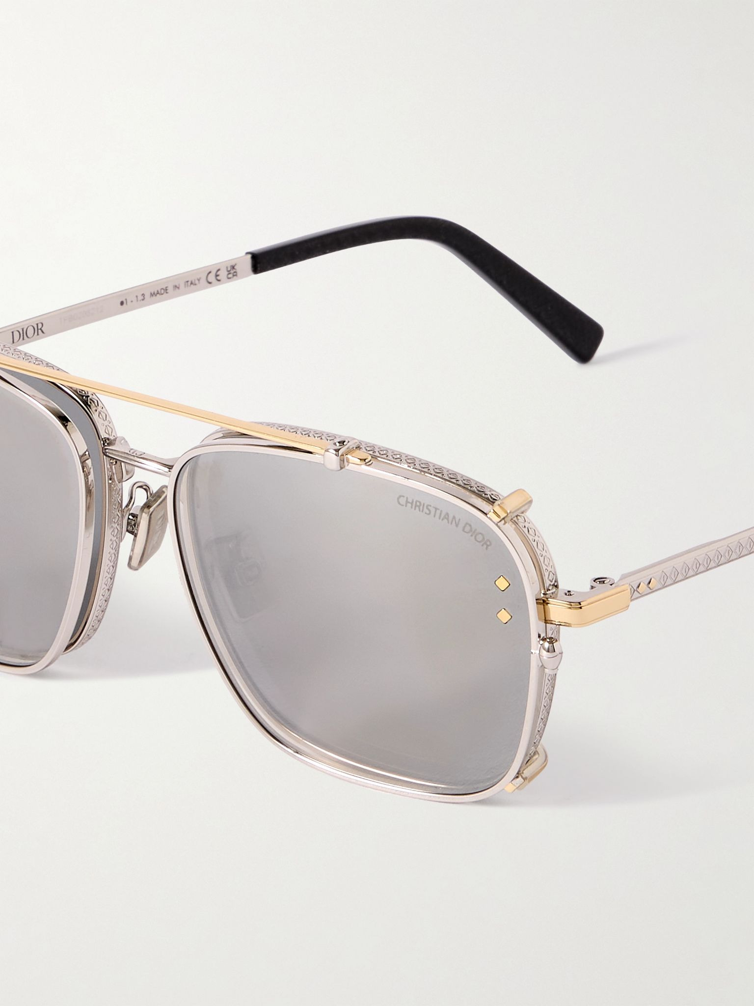CD Diamond S4U Aviator-Style Convertible Silver- and Gold-Tone Sunglasses Silver - 3
