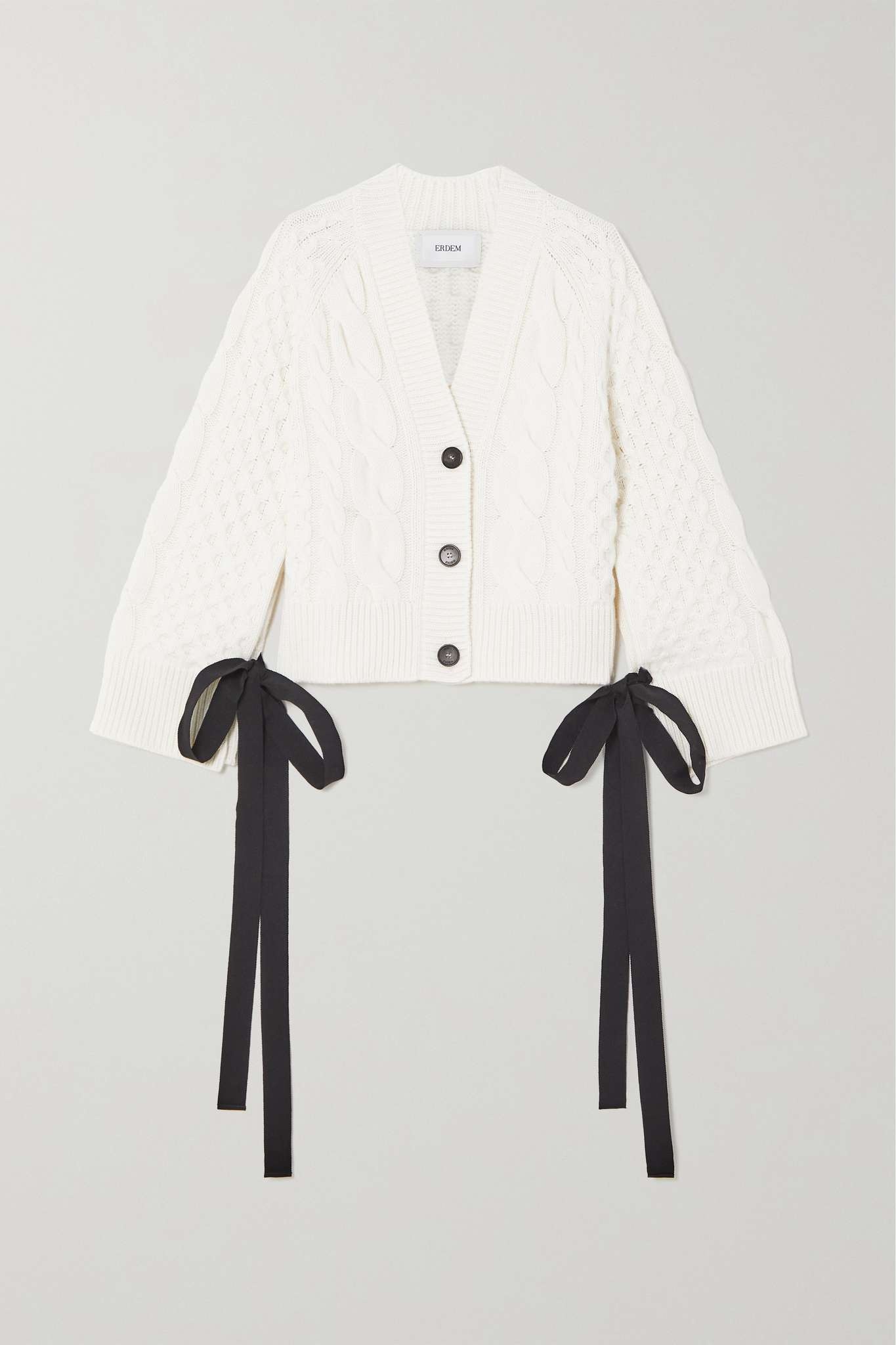 Agatha tie-detailed cable-knit cardigan - 1