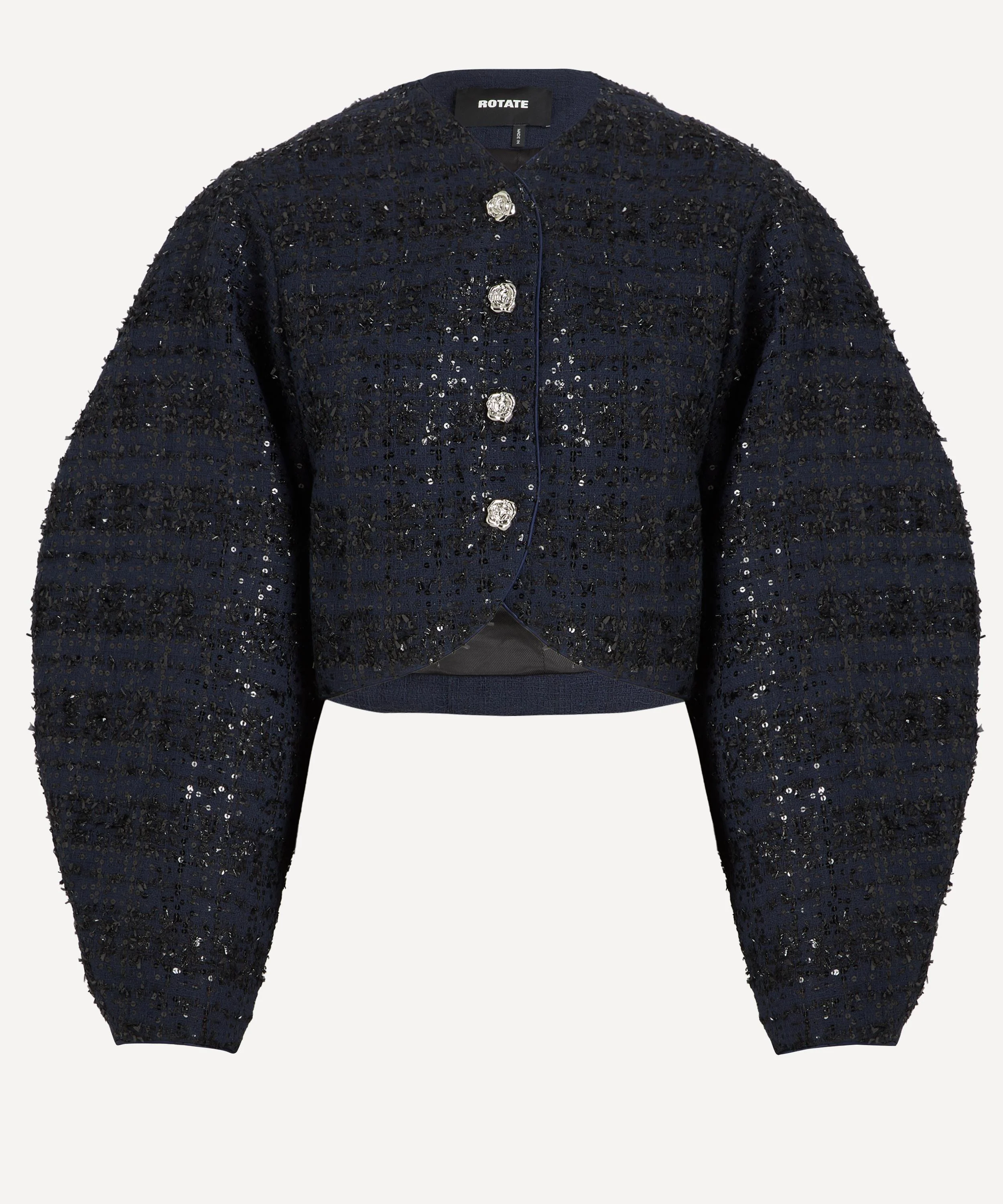 Bouclé Short Dark Blue Jacket - 1