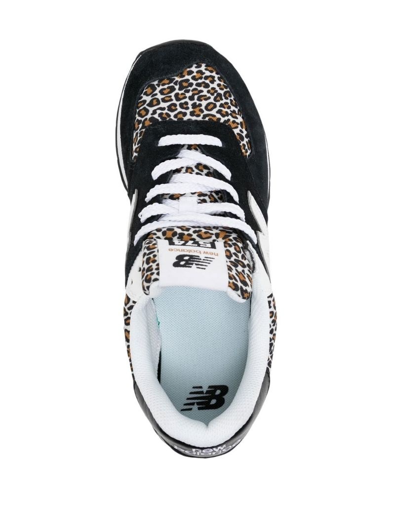 leopard-print lace-up sneakers - 4