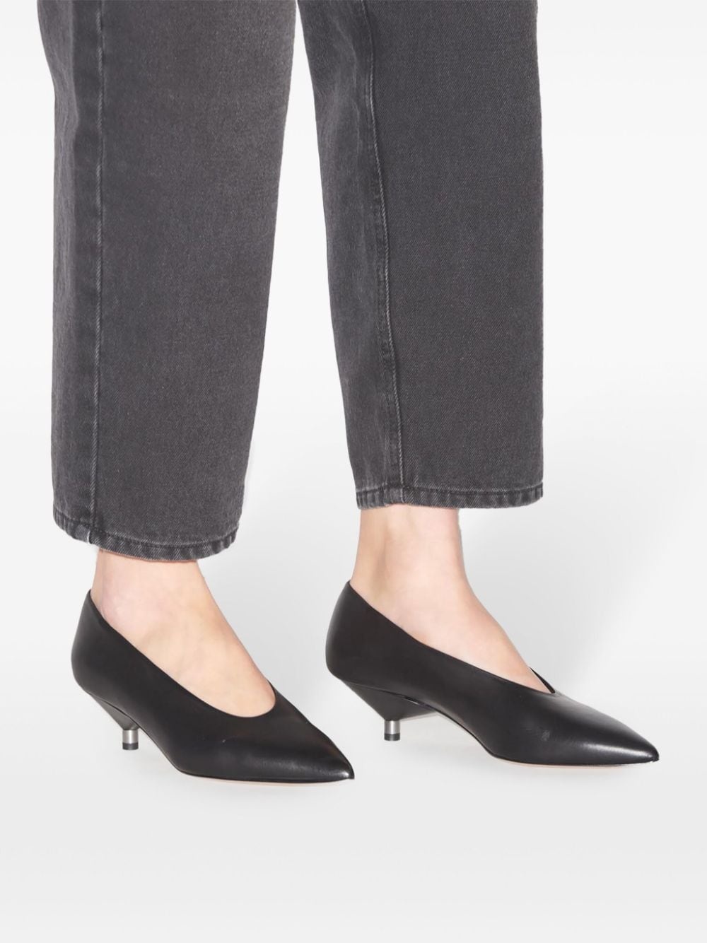 sculpted-heel leather pumps - 5