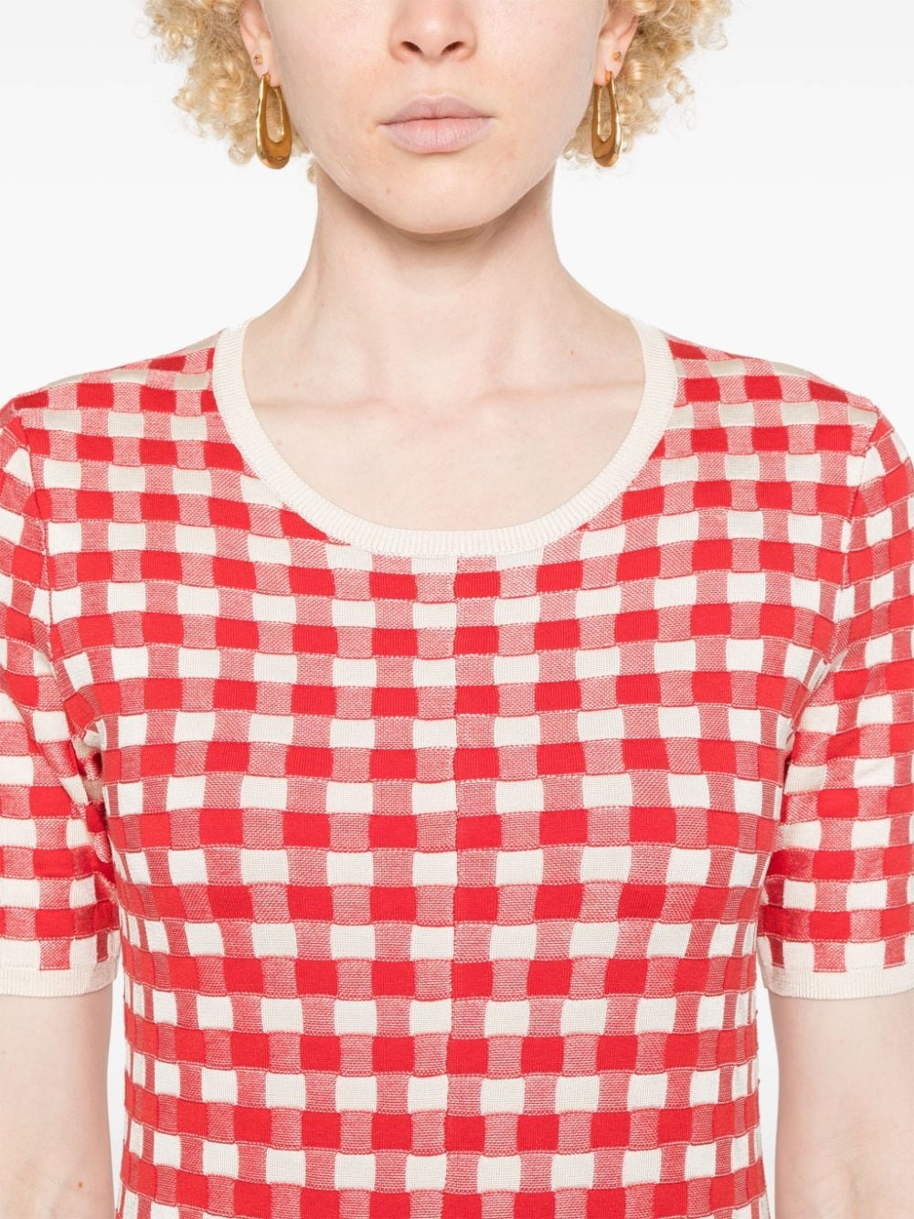 gingham-jacquard midi dress - 5