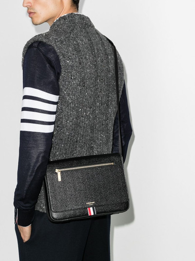 Thom Browne embossed logo-stamp reporter bag outlook