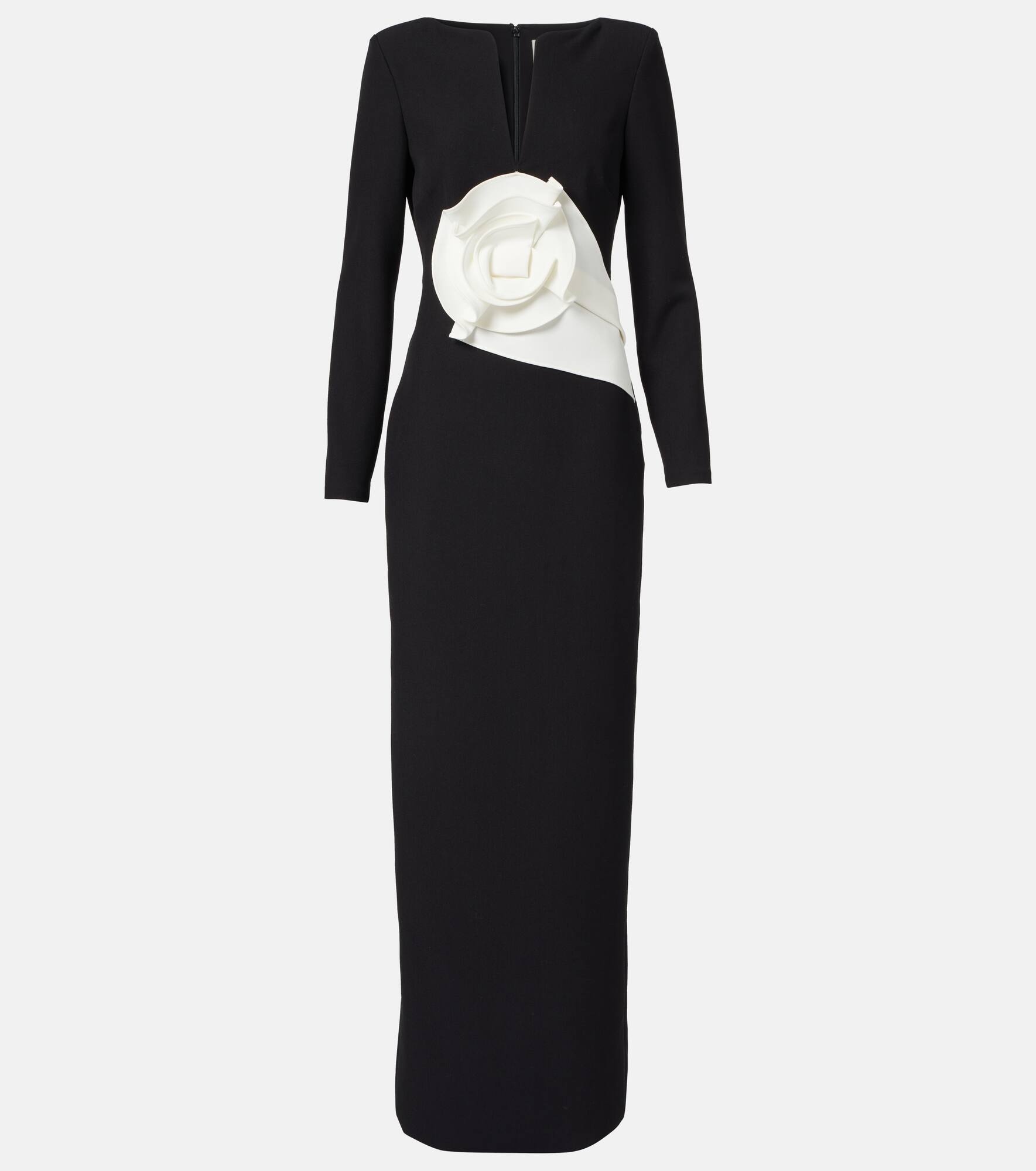Floral-appliqué crêpe gown - 1