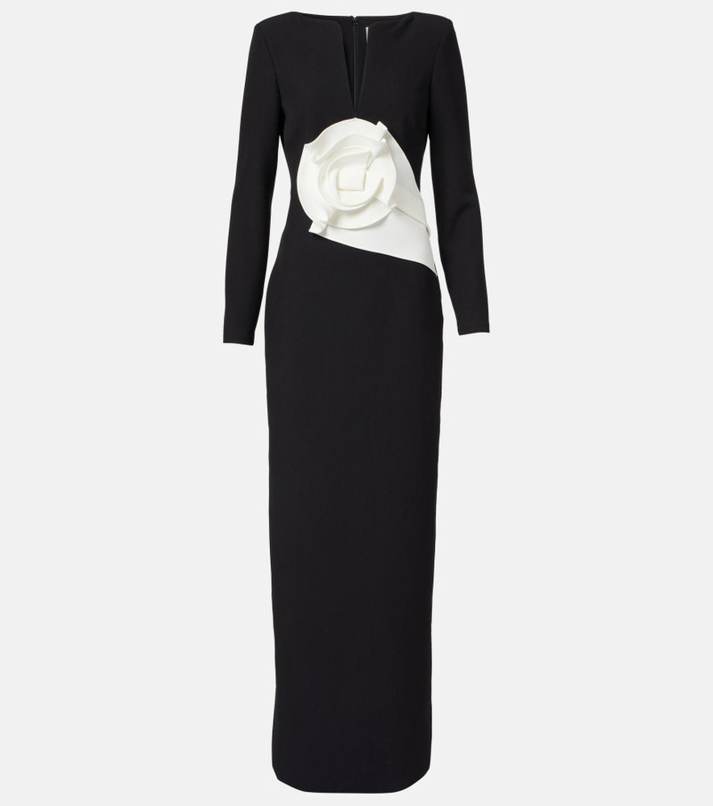 Floral-appliqué crêpe gown 1