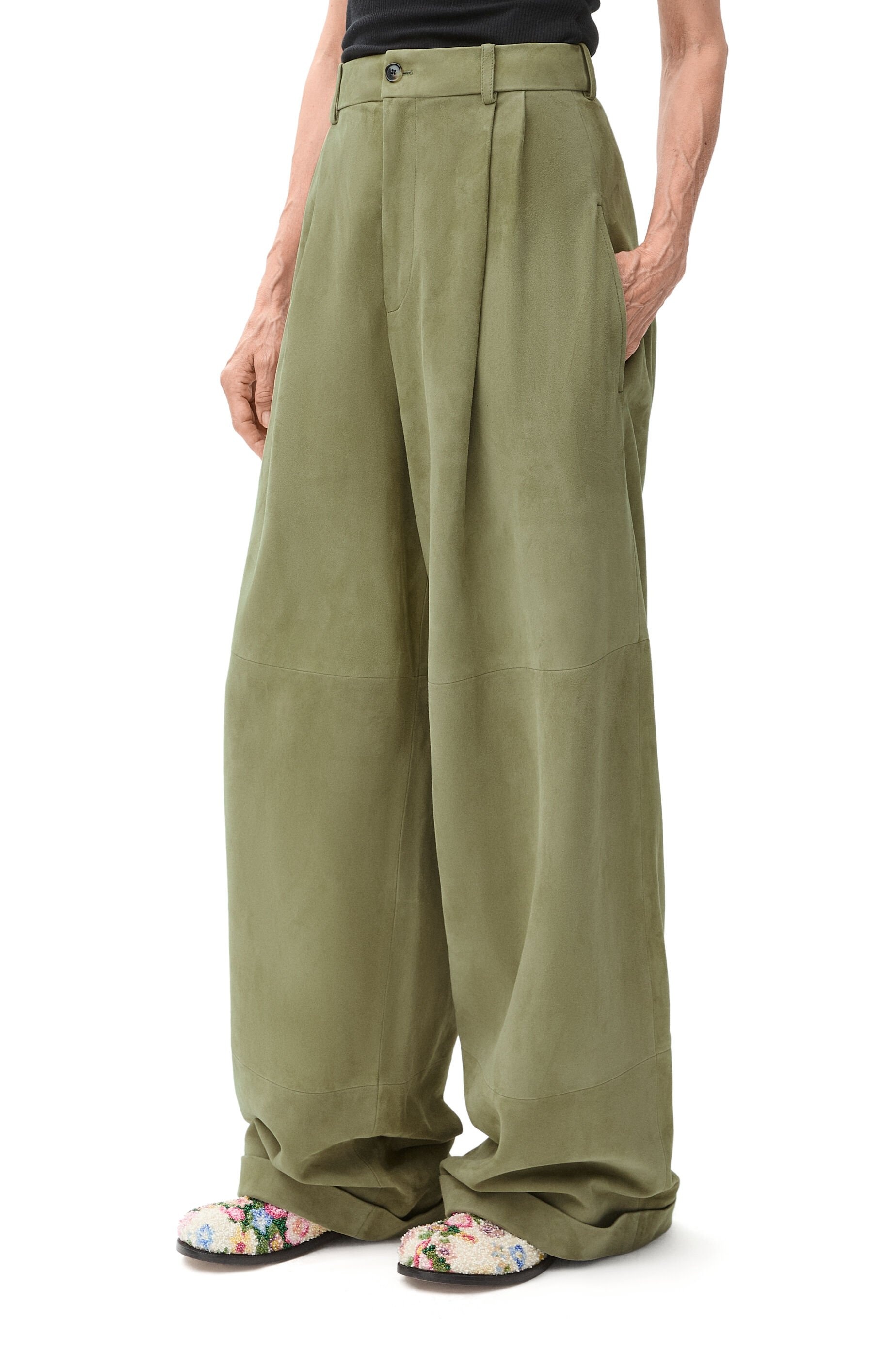 Pleated trousers in suede lambskin - 3