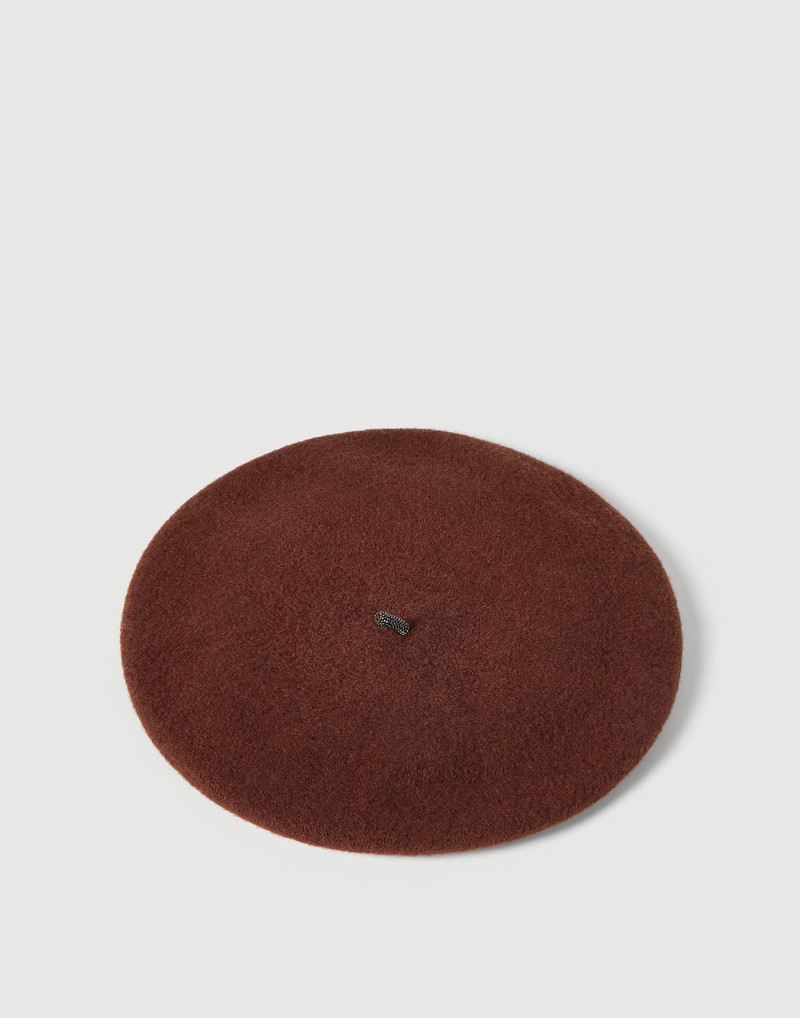 Brunello Cucinelli Wool beret with precious detail outlook