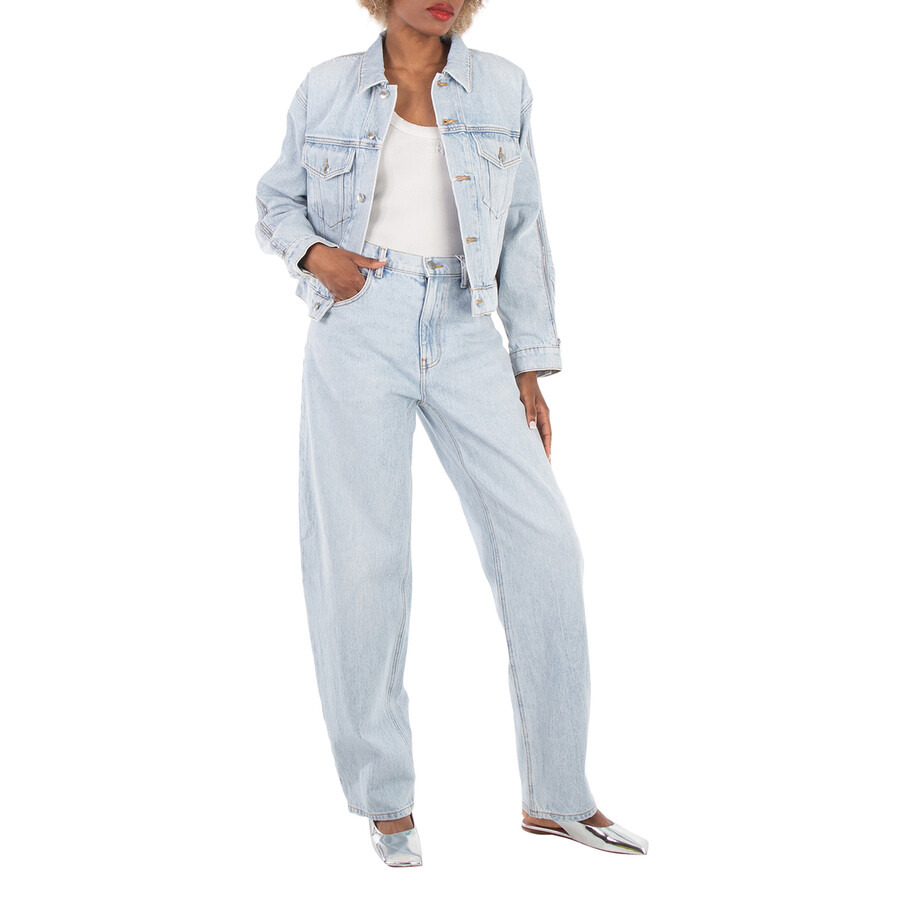 T by Alexander Wang Logo-Patch High-Rise Tapered Cotton Jeans - 4