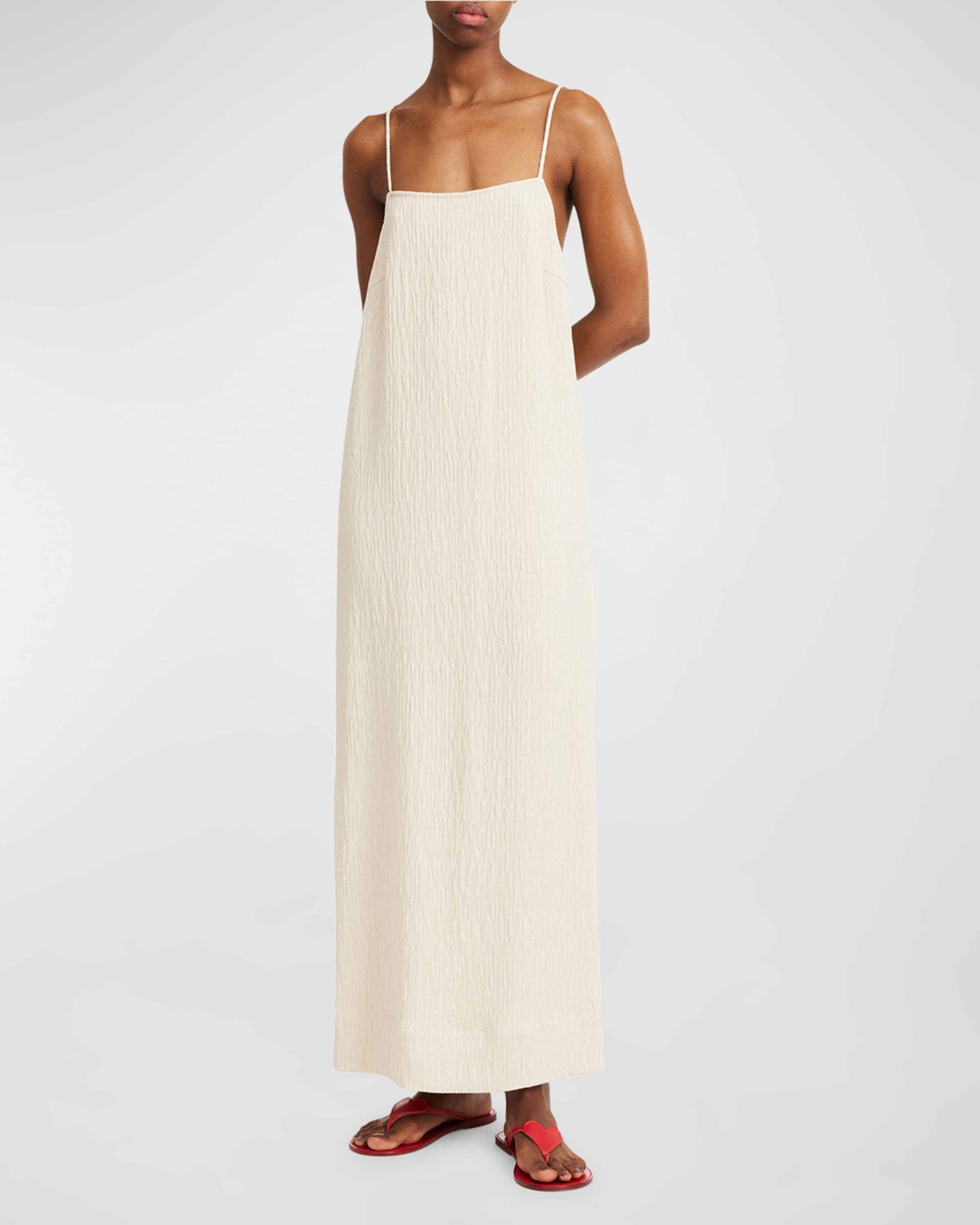 Almeena Crinkled Square-Neck Maxi Dress - 1