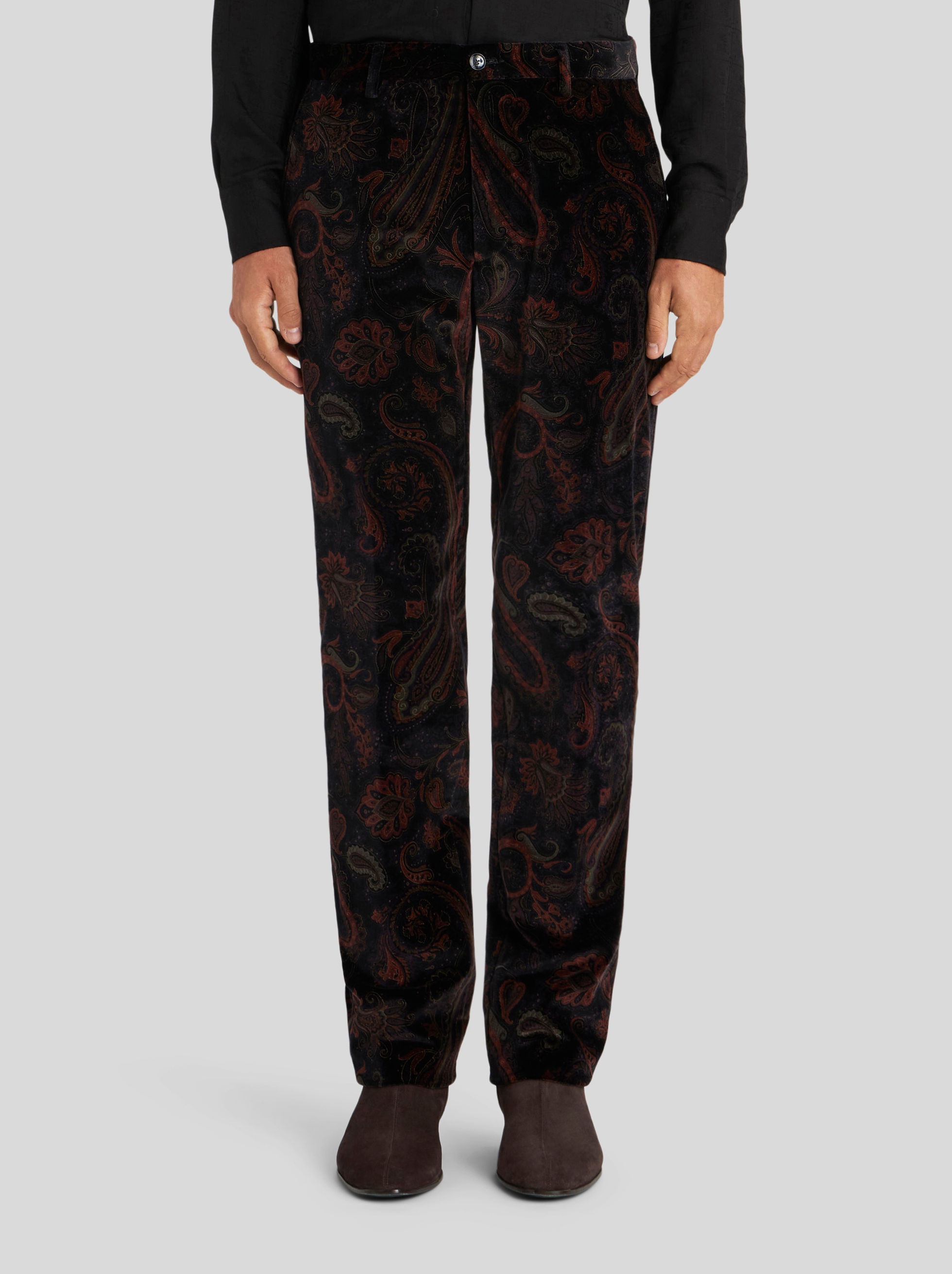 TAILORED STRETCH COTTON TROUSERS WITH FLORAL PAISLEY PATTERN - 2