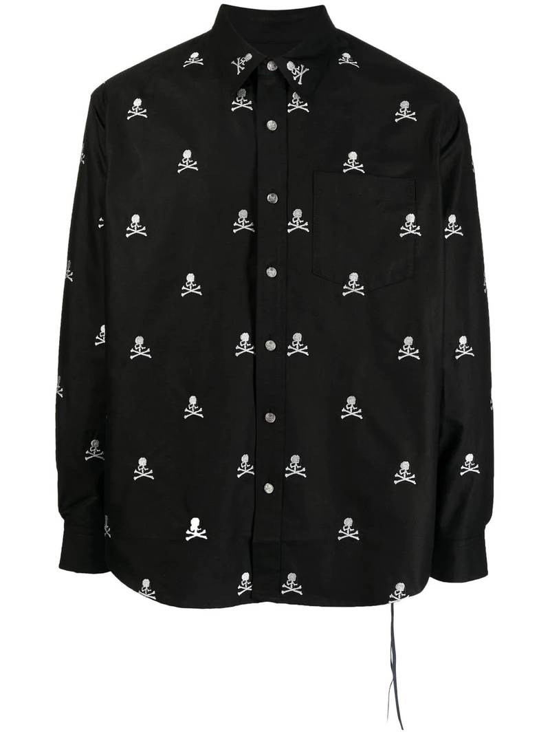 embroidered-skull long-sleeve shirt 1