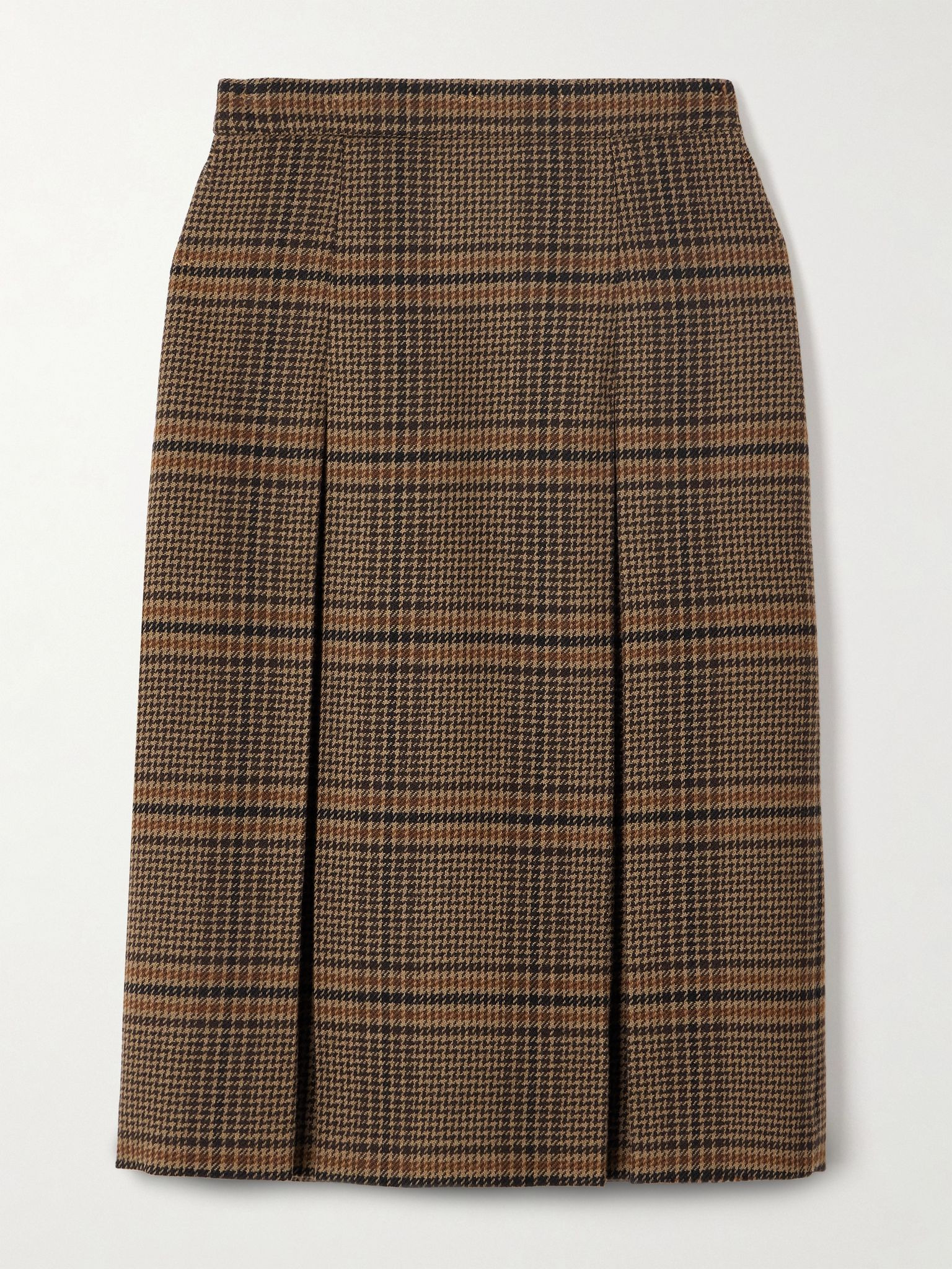 Prince of Wales checked wool midi skirt Brown - 1