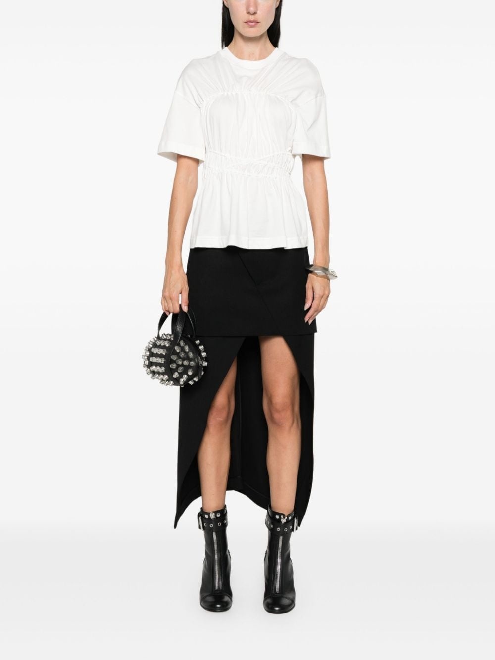 gathered detail T-shirt - 2