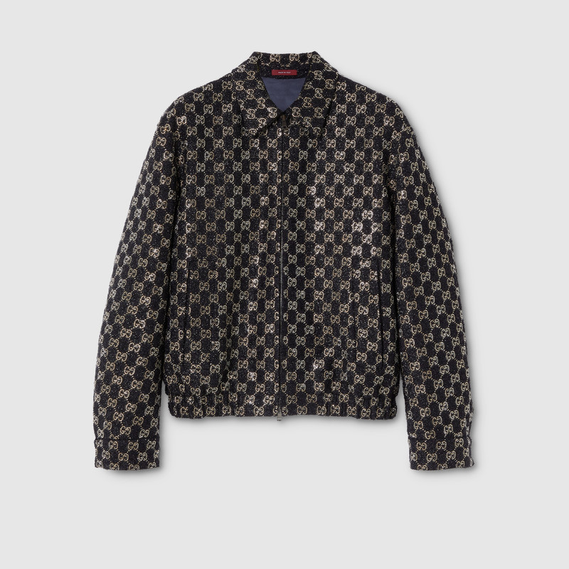 Embroidered wool tweed lamé jacket 1