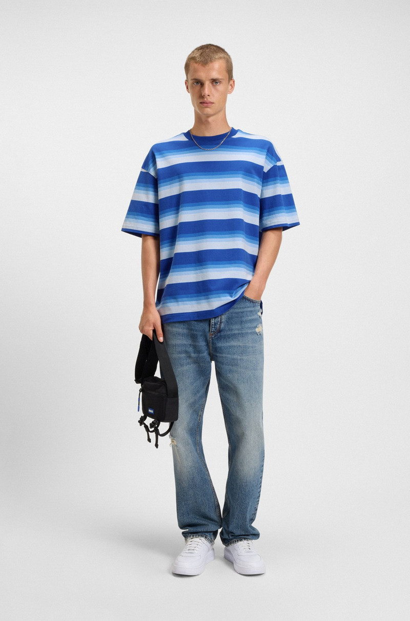 HUGO LOOSE-FIT T-SHIRT IN COTTON WITH BLOCK STRIPES outlook