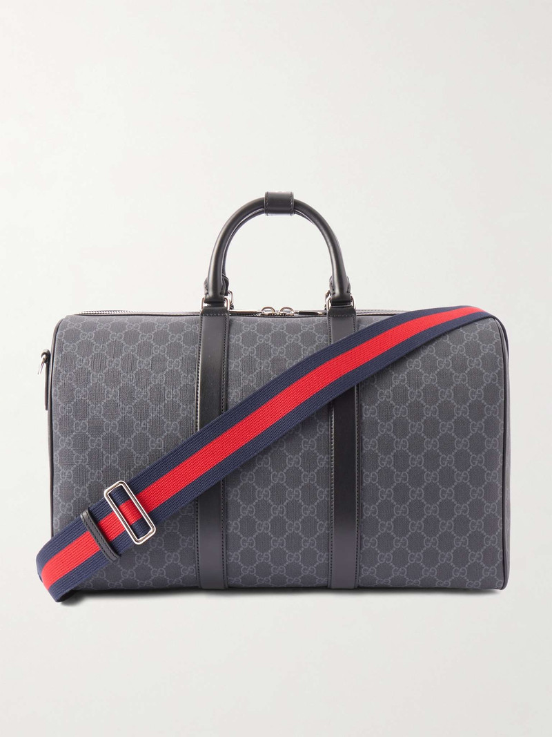 GG Leather-Trimmed Monogrammed Supreme Coated-Canvas Duffle Bag - 1