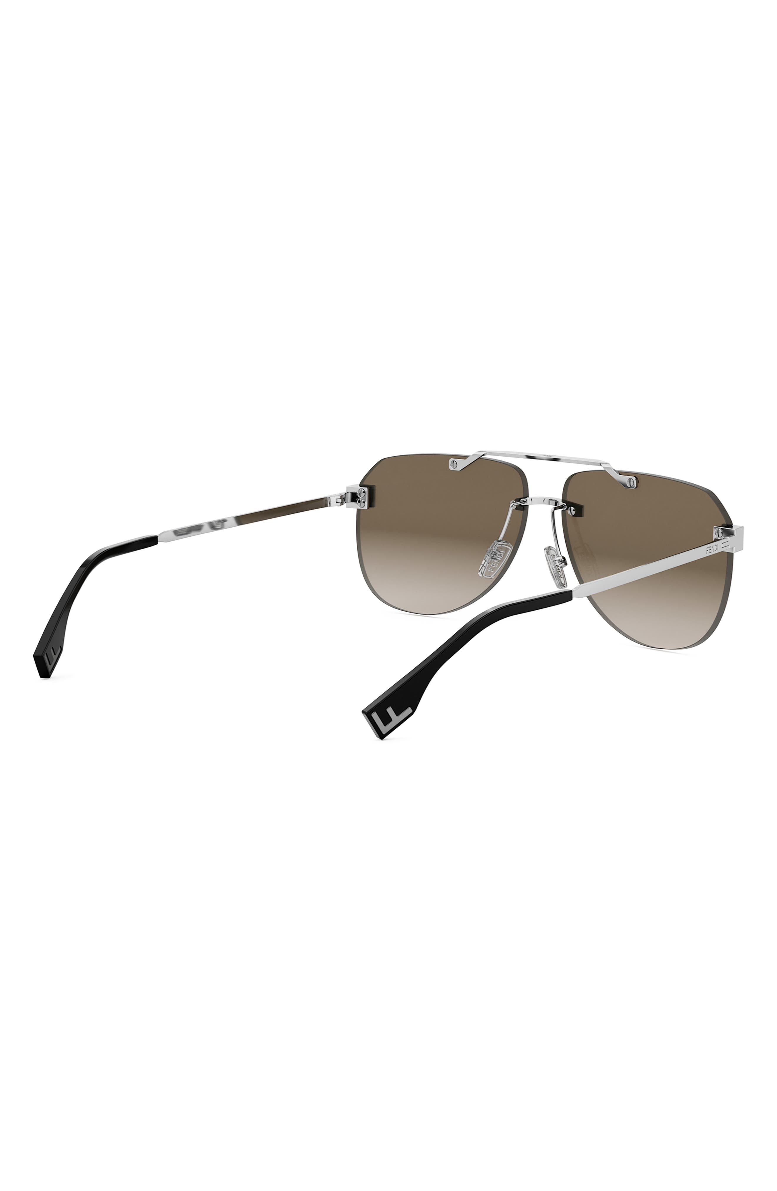 'Fendi Sky 61mm Pilot Sunglasses in Shiny Palladium /Brown at Nordstrom - 3