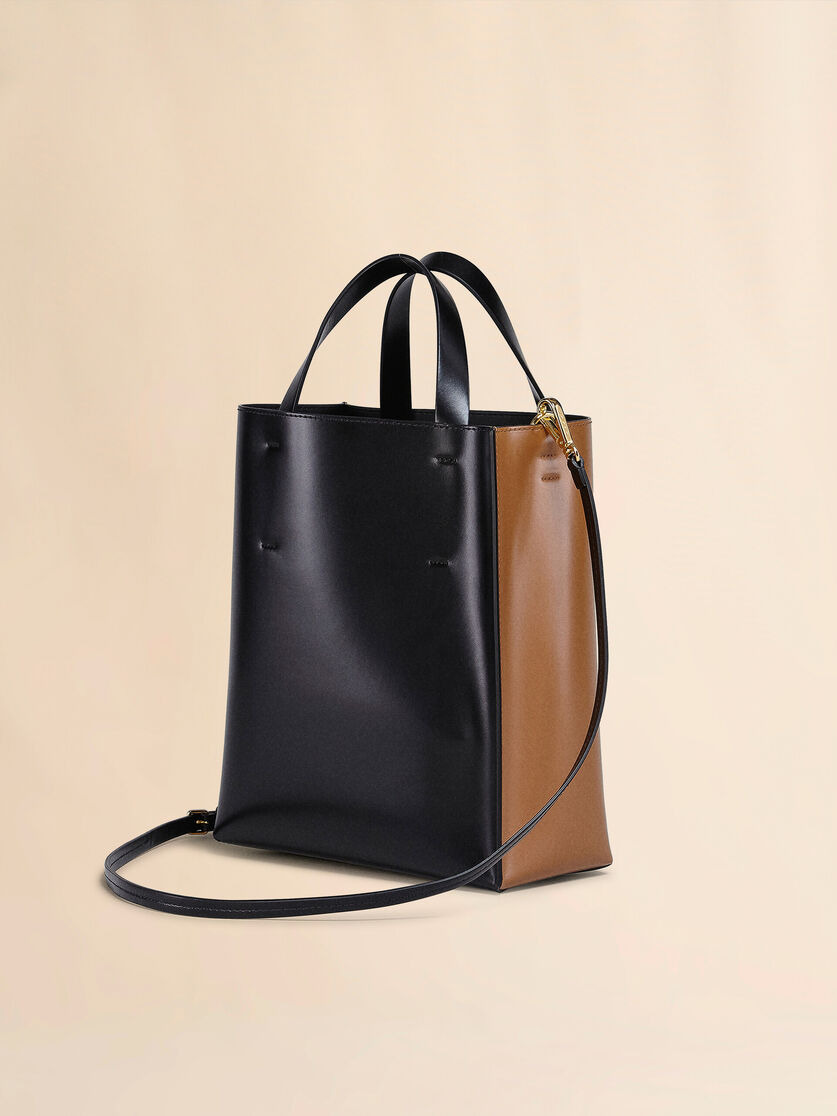 MUSEO SMALL BAG IN BROWN AND BLACK LEATHER - 3