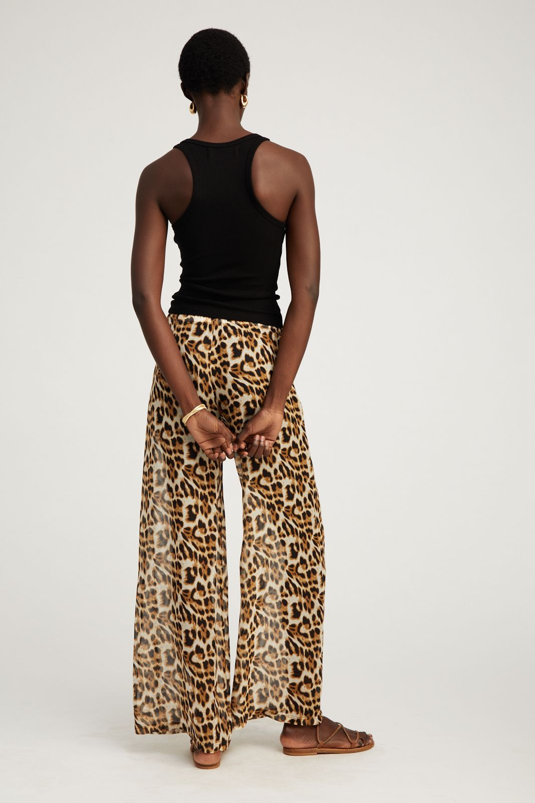 LEOPARD SILK WIDE LEG TROUSERS - 3