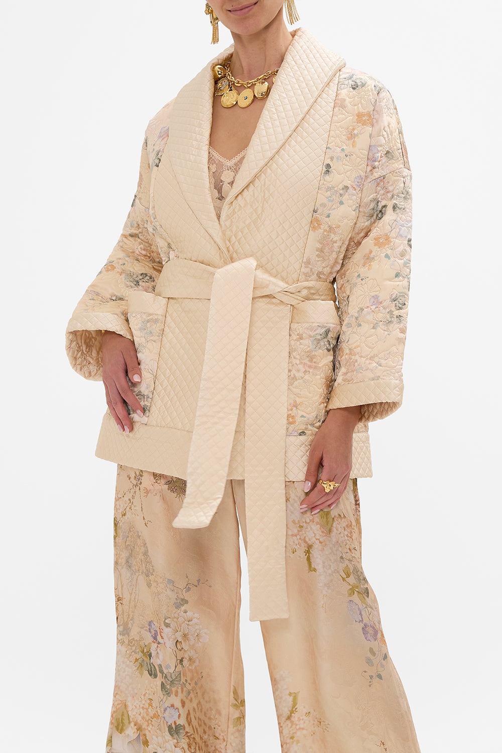 QUILTED ROLL COLLAR COAT - 5