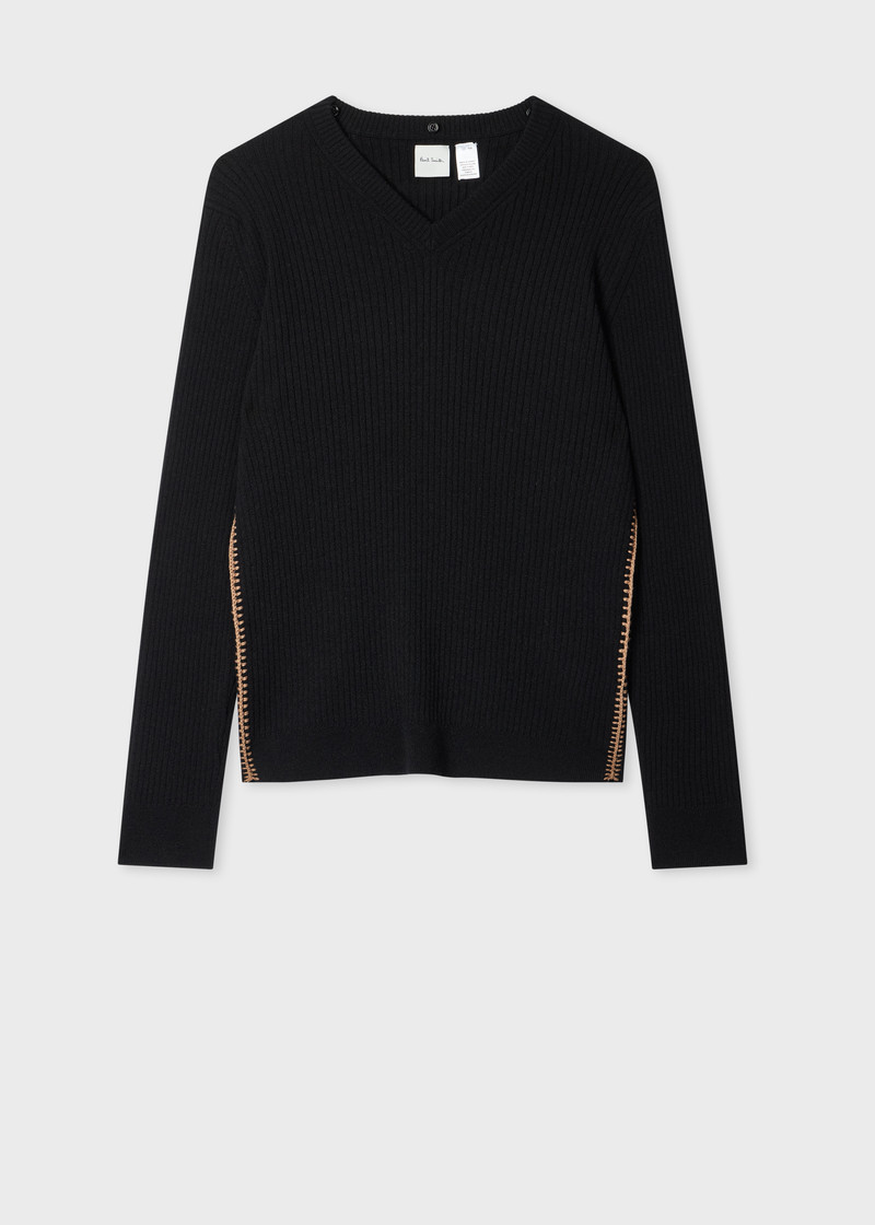 Paul Smith Women's Black Wool-Blend Collar Sweater outlook