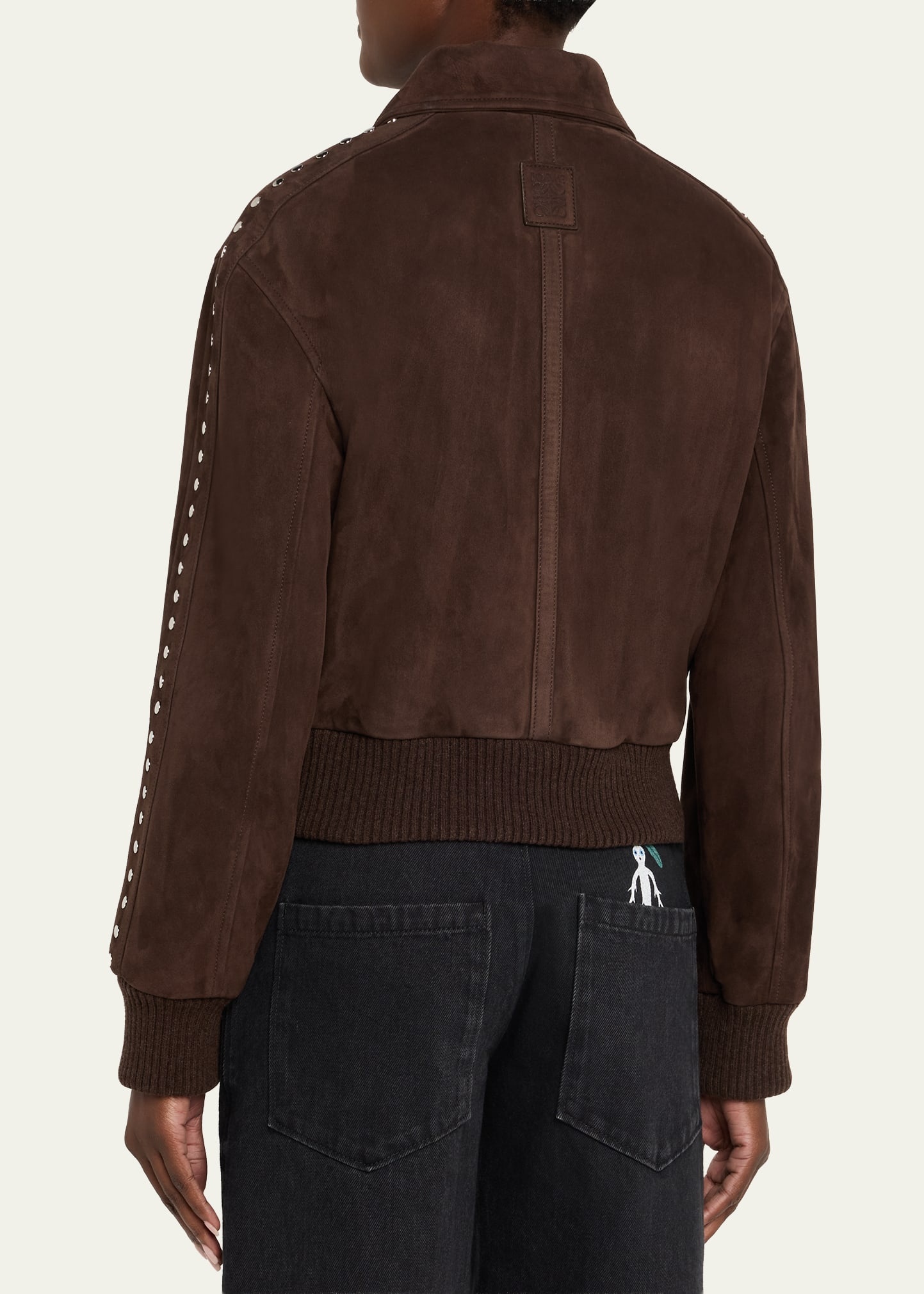 Studded Suede Bomber Jacket - 3