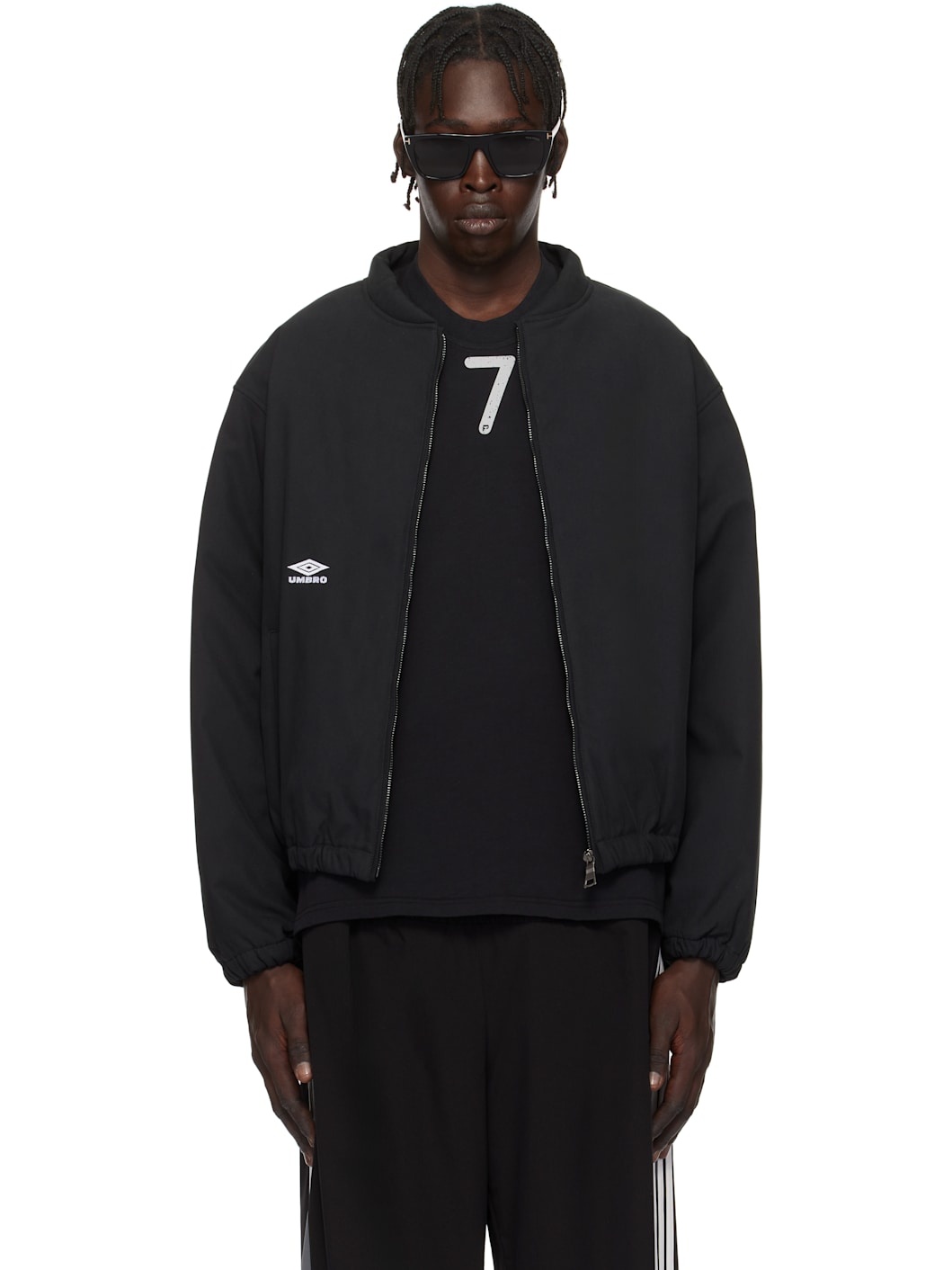 Black Padded Bomber Jacket - 1
