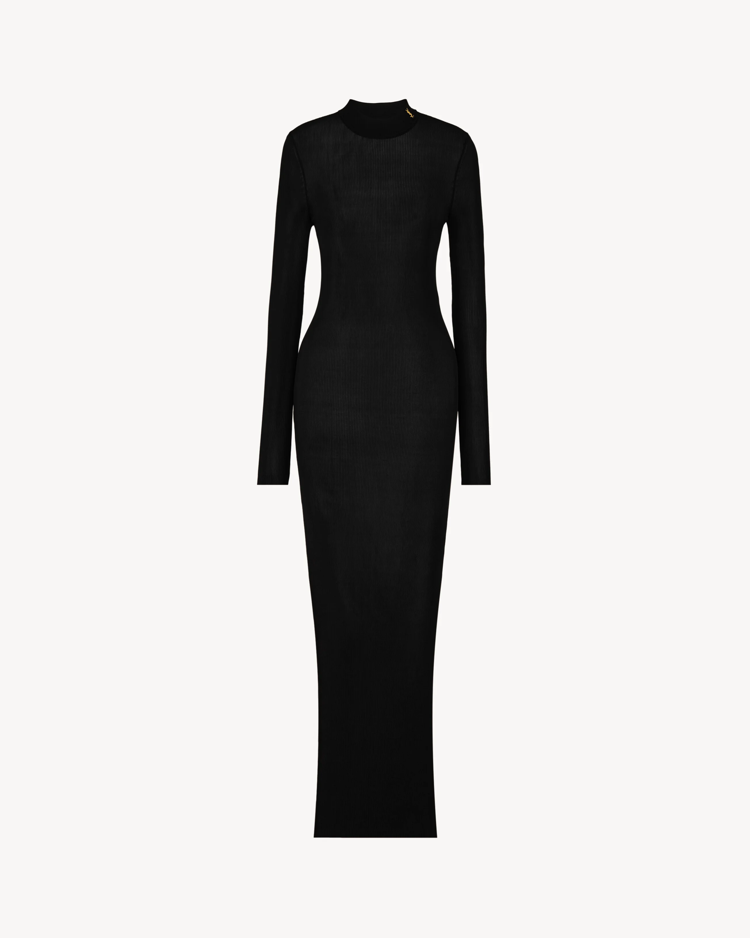 CASSANDRE COLLAR DRESS IN RIB-KNIT SILK - 1