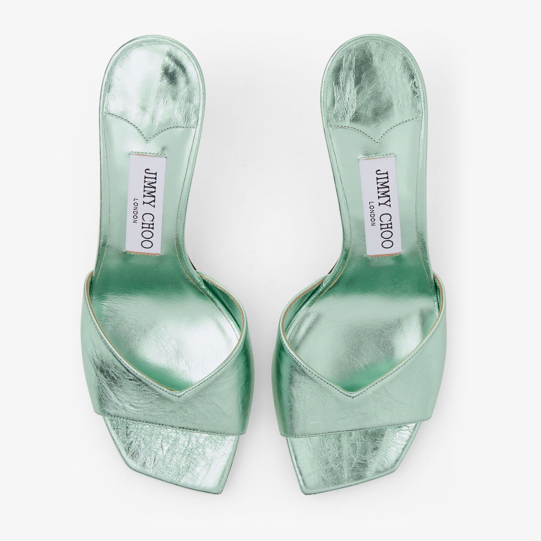 JIMMY CHOO Skye 70 Aqua Green Metallic Leather Sandals